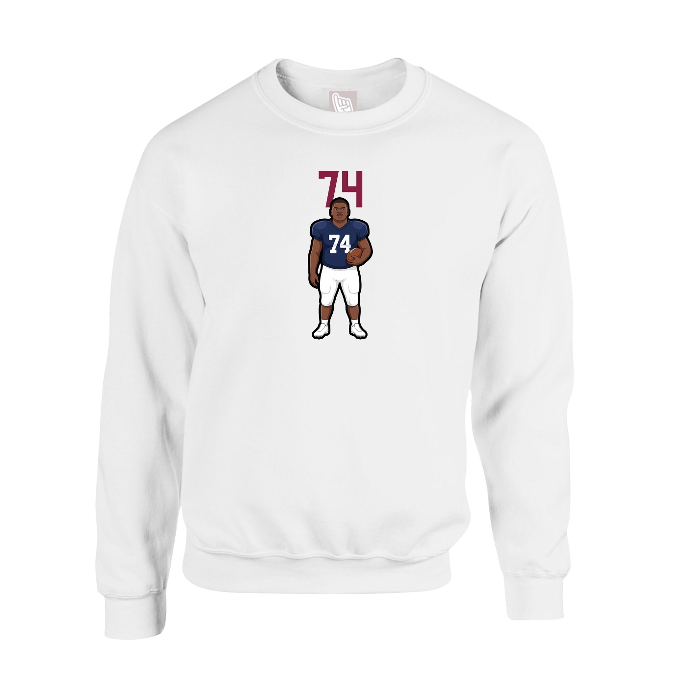 Fleece Crew — Number Top in White