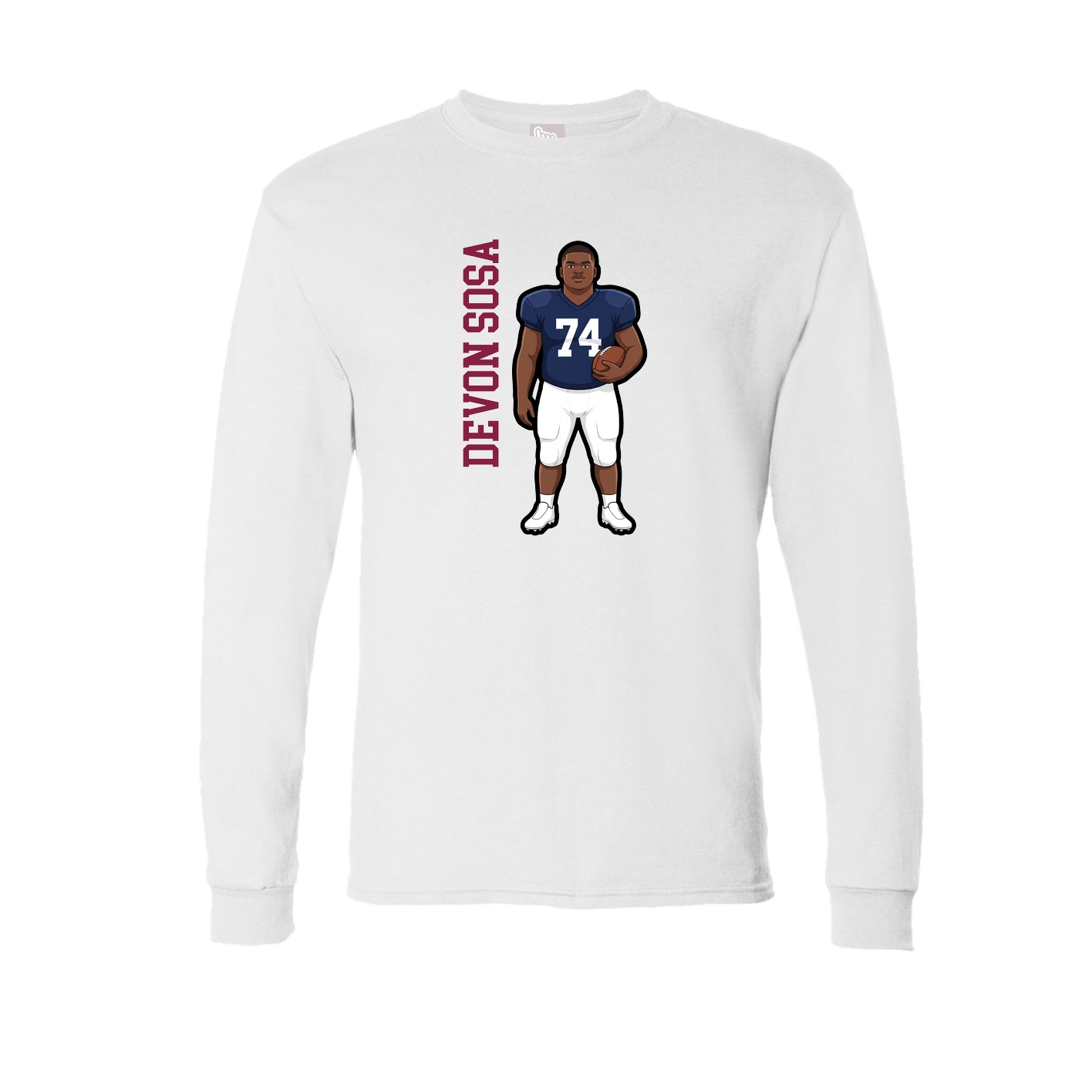 Long Sleeve Tee — Name Vertical in White
