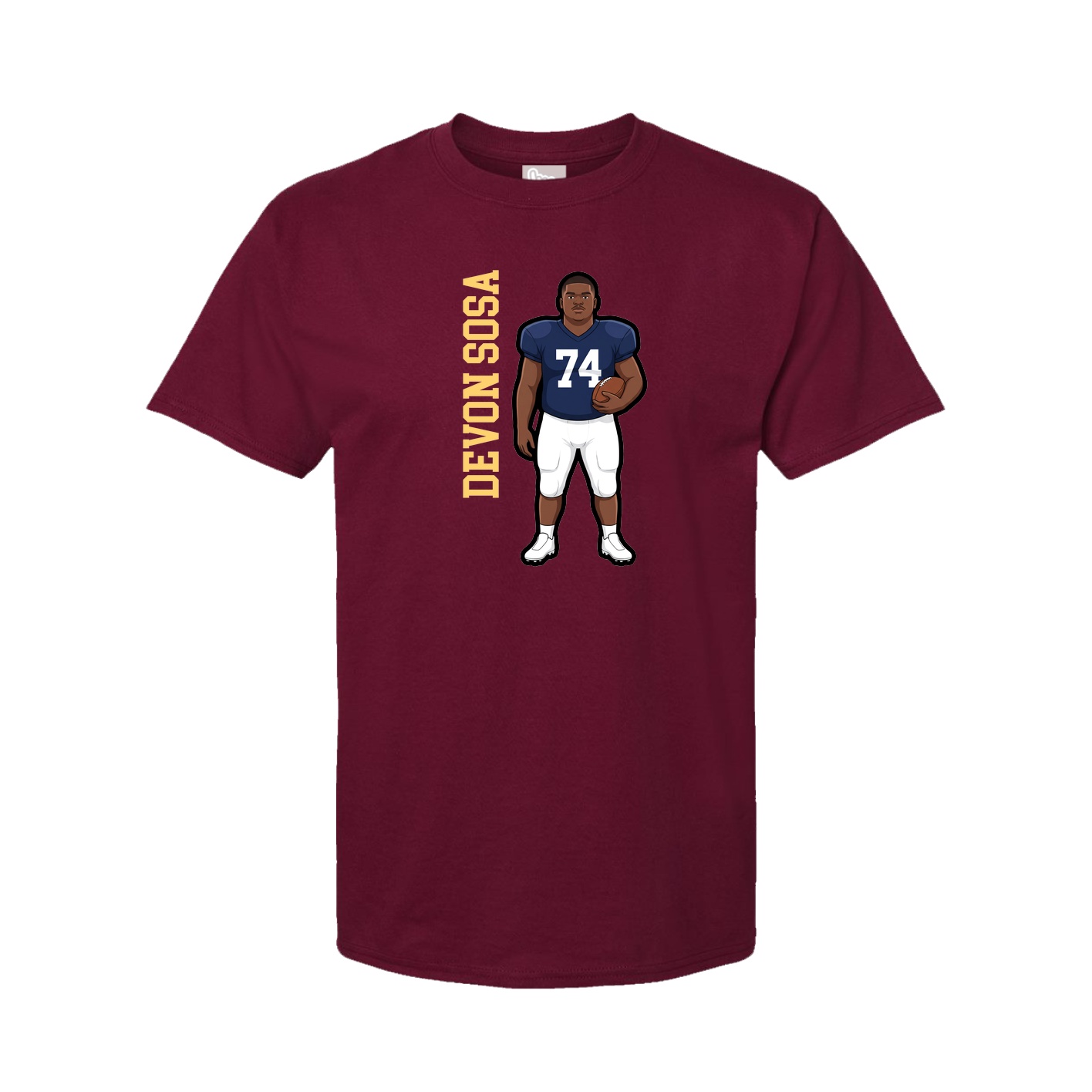 Youth Tee — Name Vertical in Cardinal