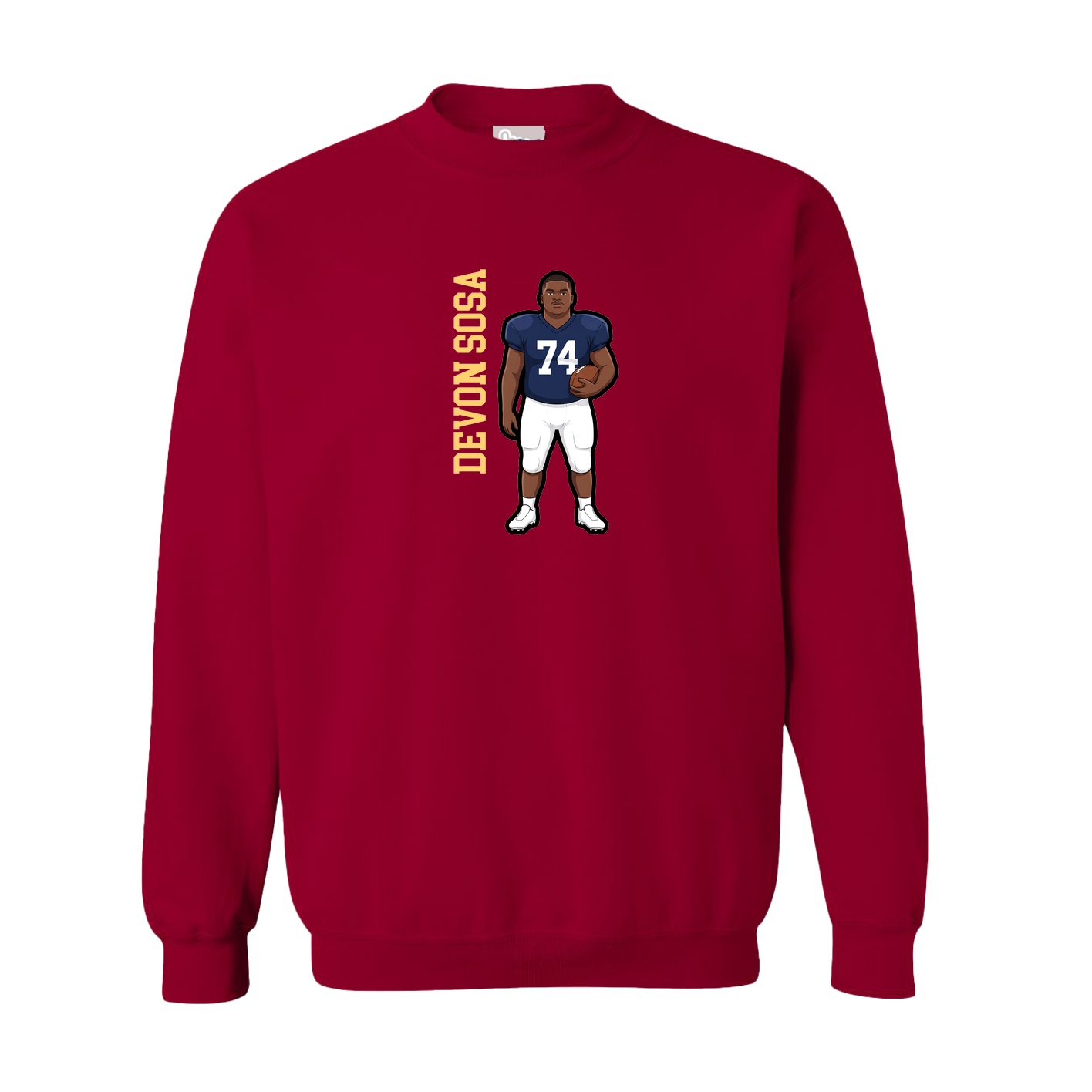 Fleece Crew — Name Vertical in Cardinal