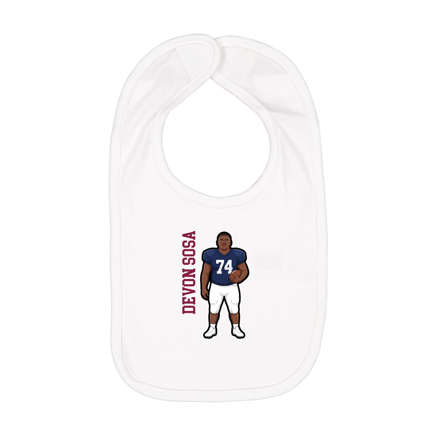 Infant Bib — Name Vertical in White