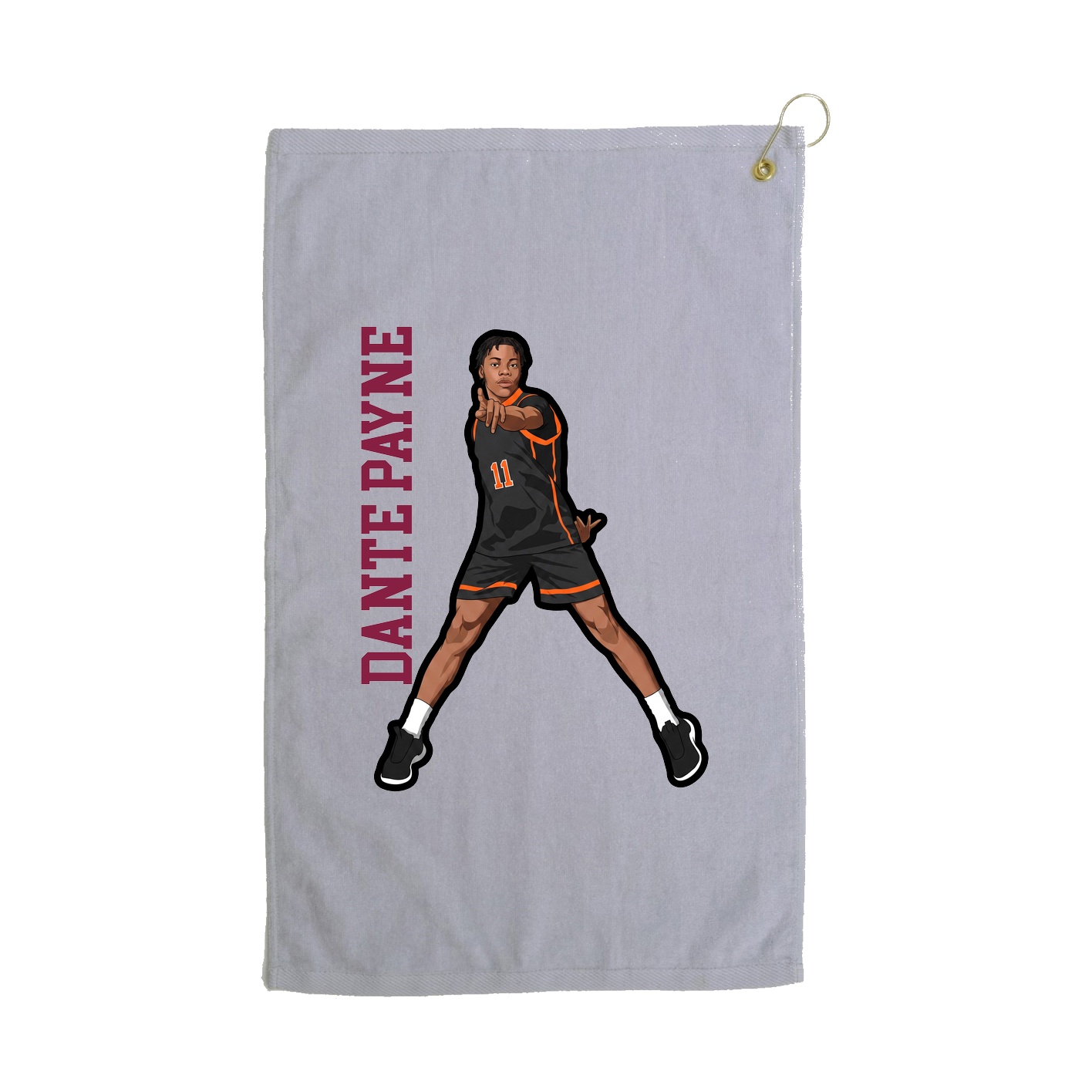 Golf Towel — Name Vertical in Grey