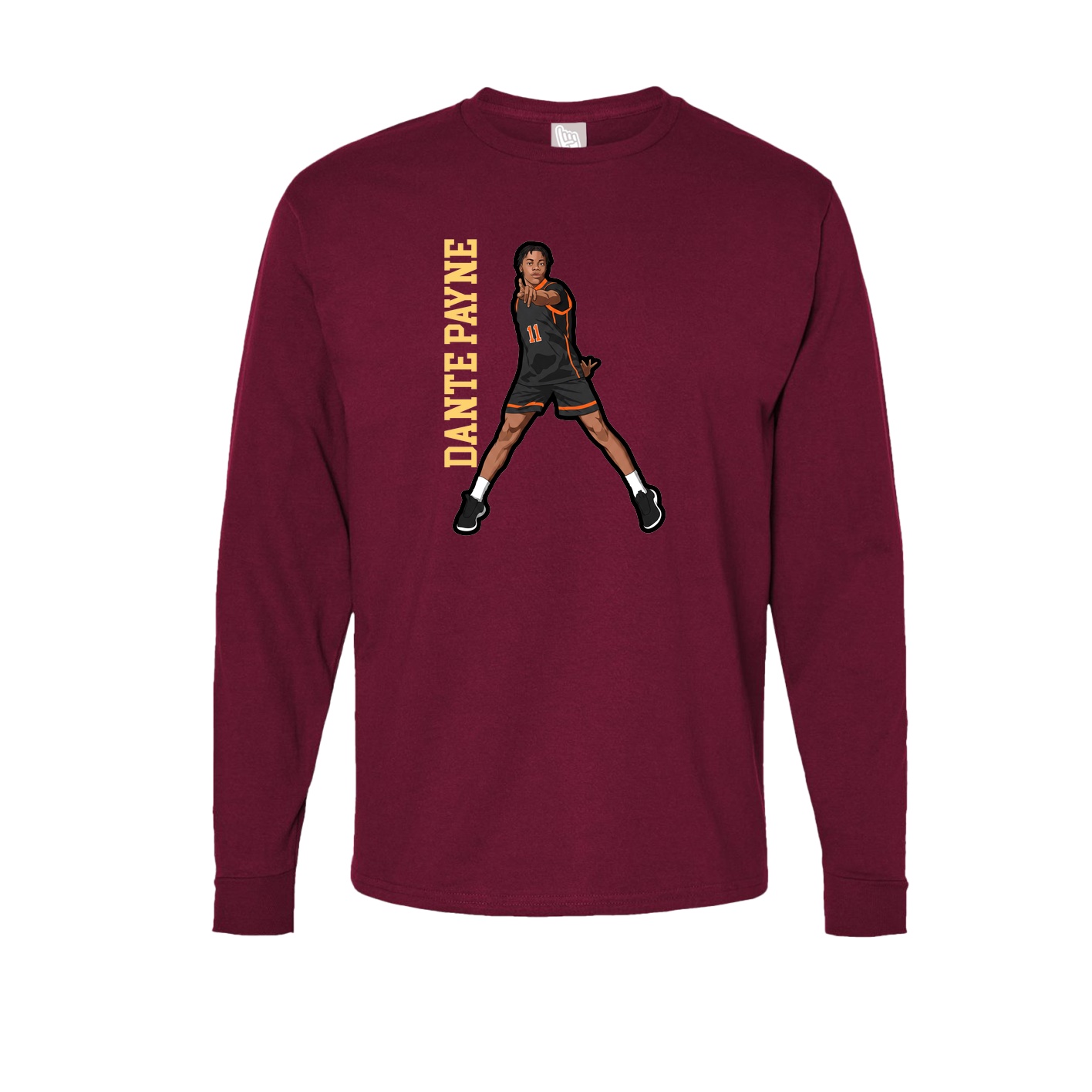 Long Sleeve Tee — Name Vertical in Cardinal
