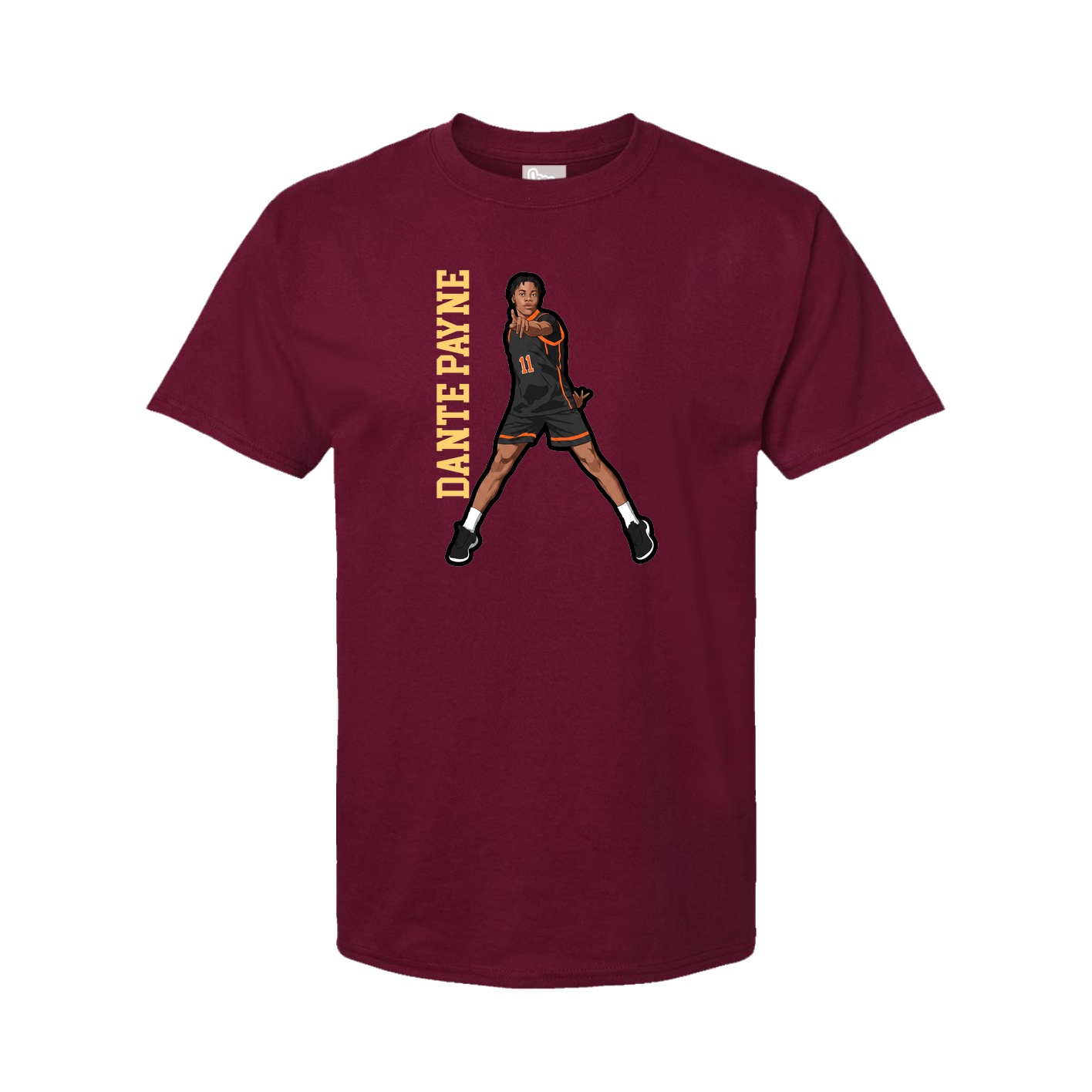 Youth Tee — Name Vertical in Cardinal