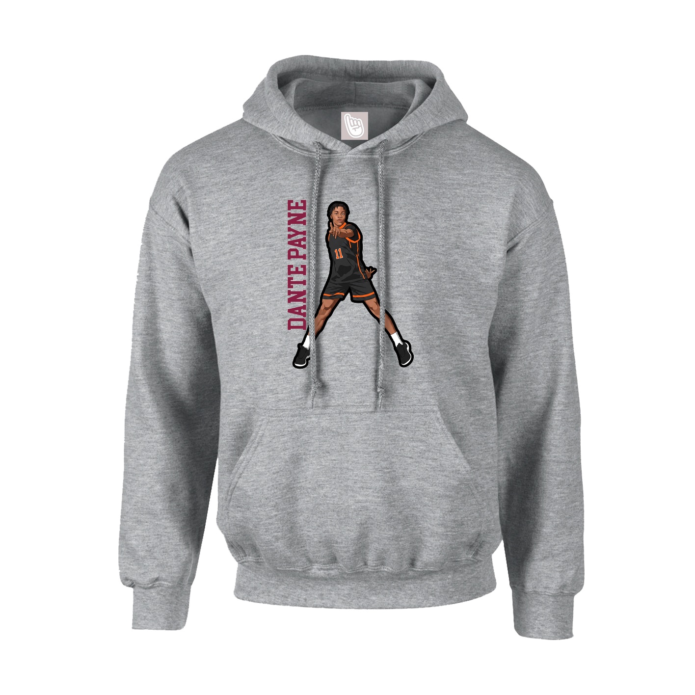 Hoodie — Name Vertical in Grey
