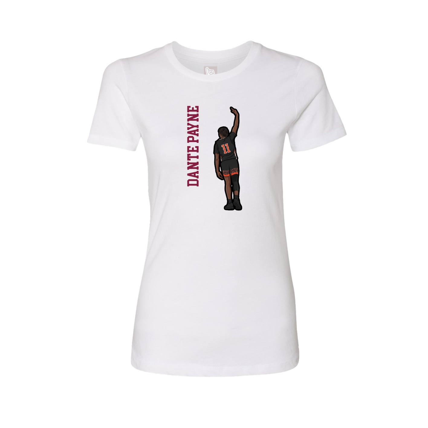 Fitted Women's Tee — Name Vertical in White