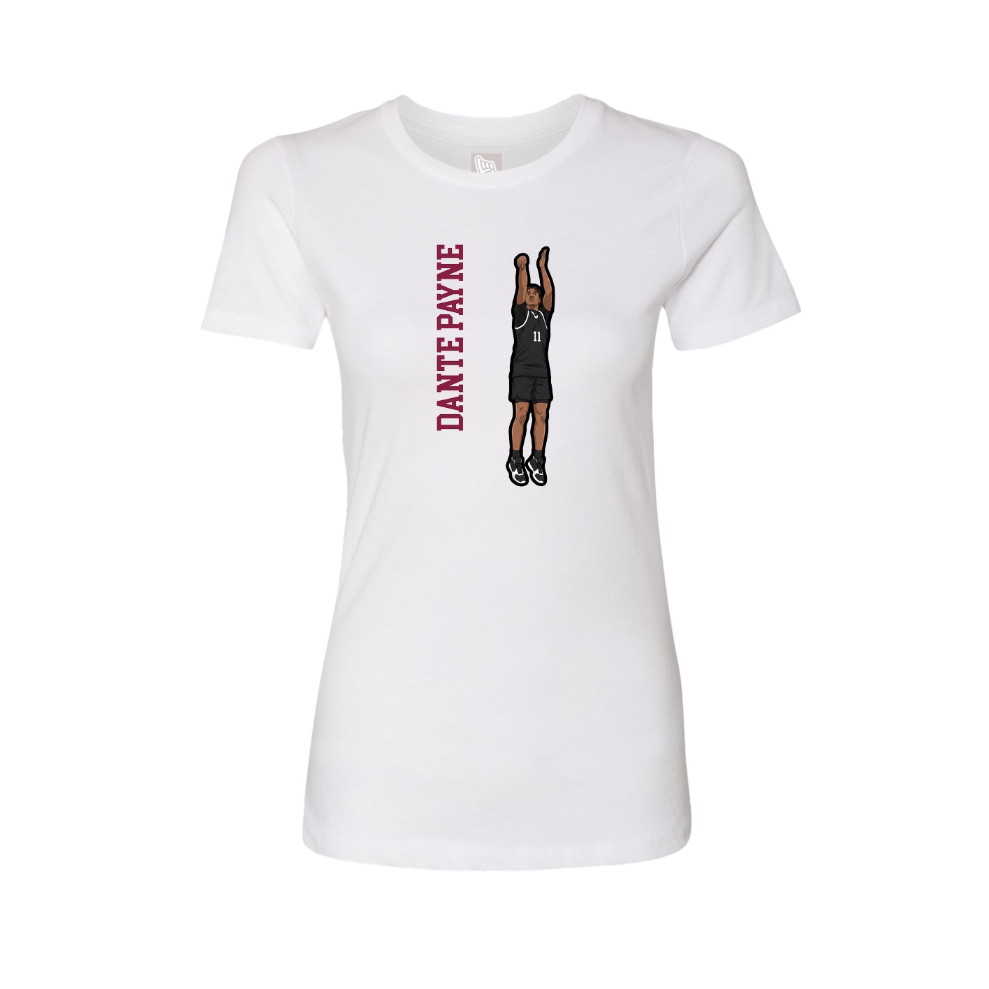 Fitted Women's Tee — Name Vertical in White