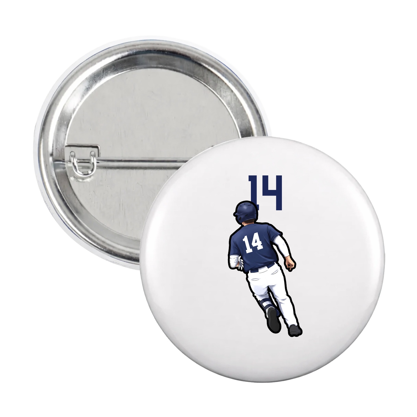 Game Day Button — Number Top in White