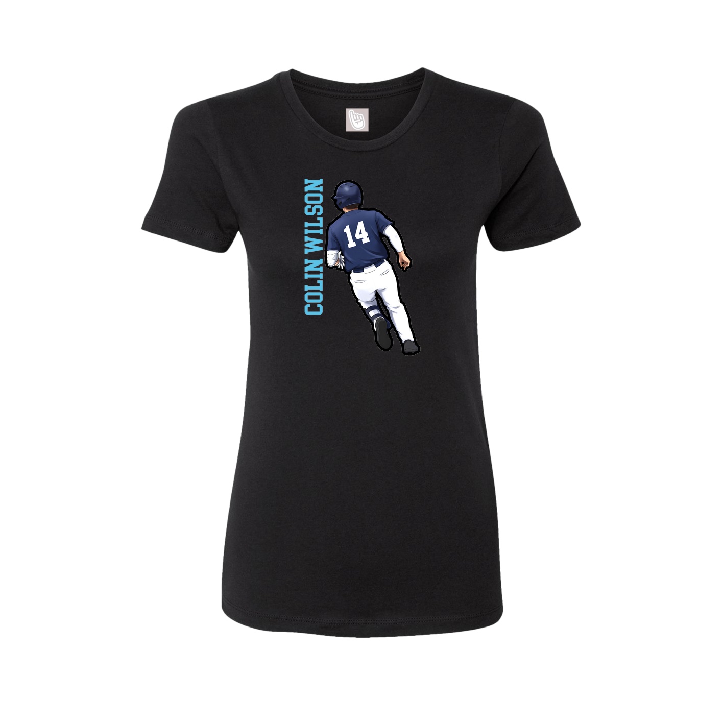 Womens Tee — Name Vertical in Black