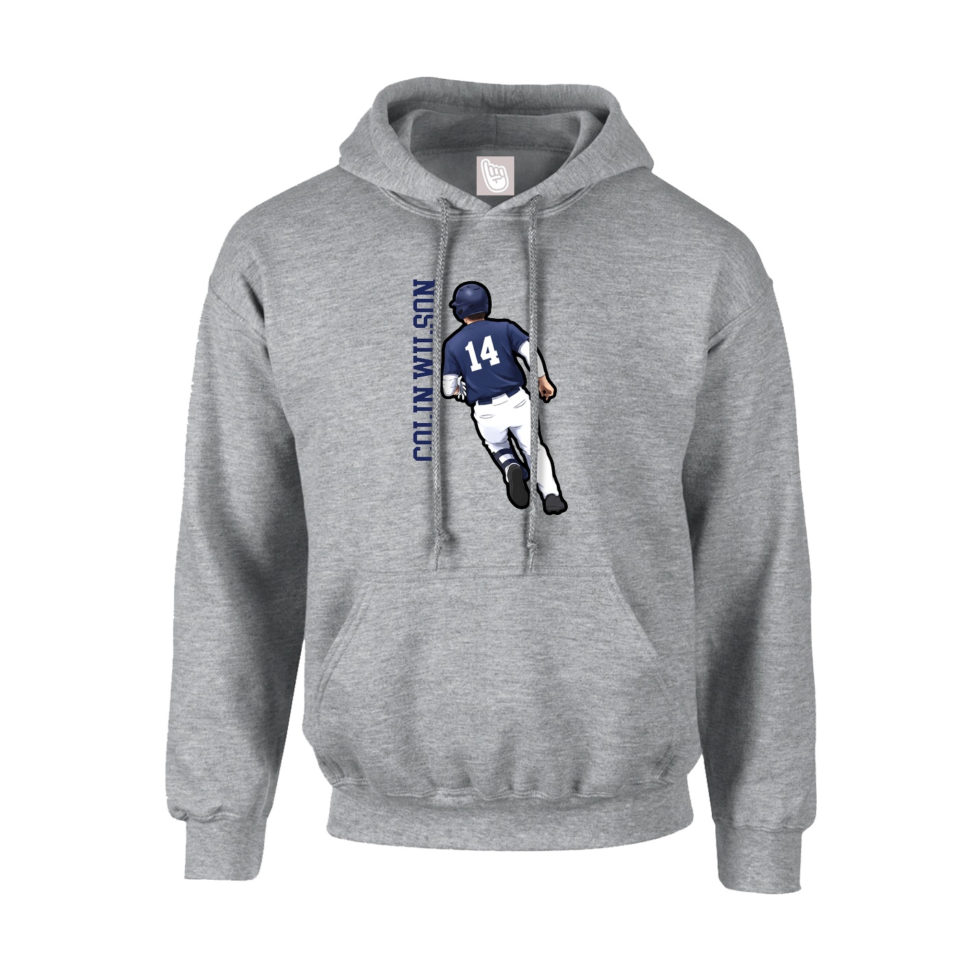 Youth Hoodie — Name Vertical in Grey