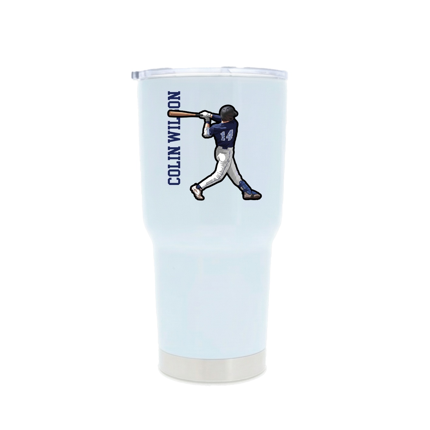 30oz Stainless Steel Tumbler — Name Vertical in White