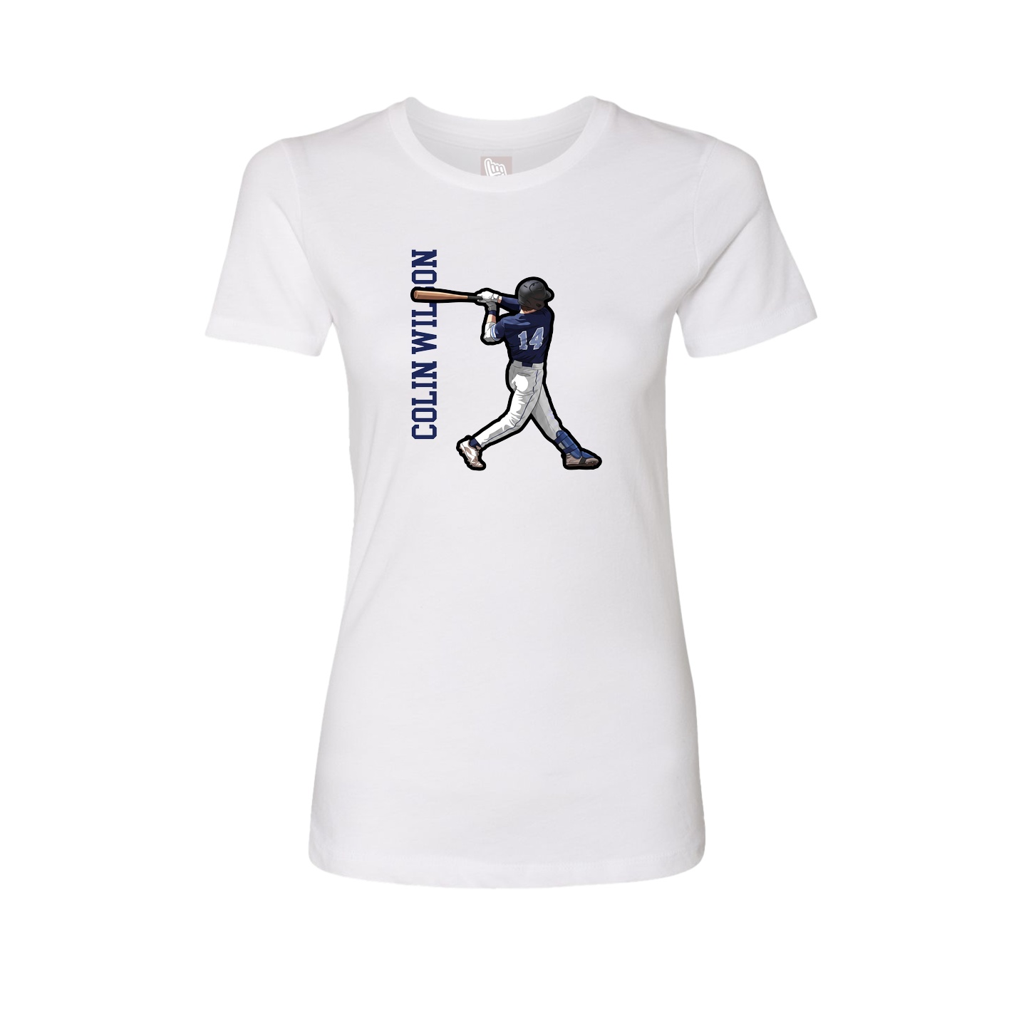 Womens Tee — Name Vertical in White