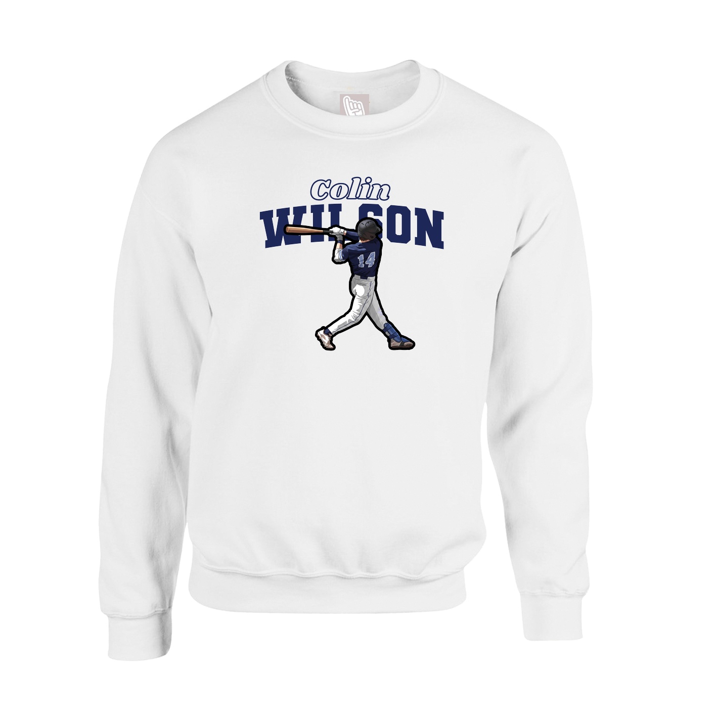 Fleece Crew — Name Arch in White