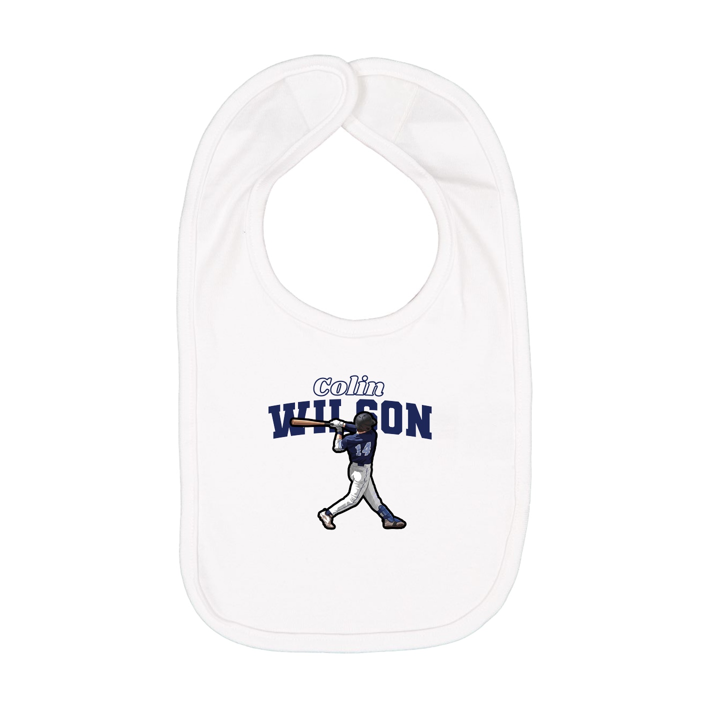 Infant Bib — Name Arch in White