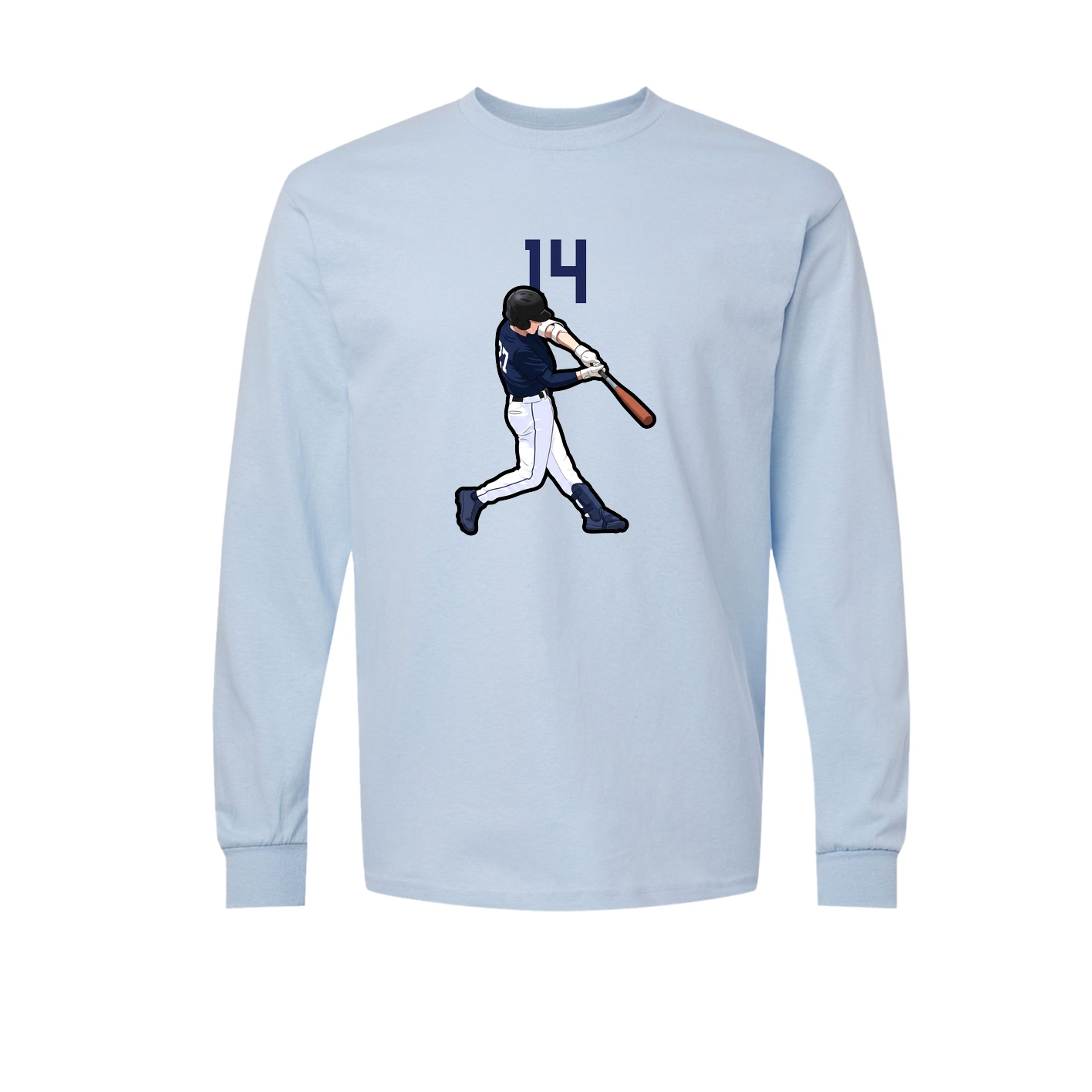 Long Sleeve Tee — Number Top in Light Blue