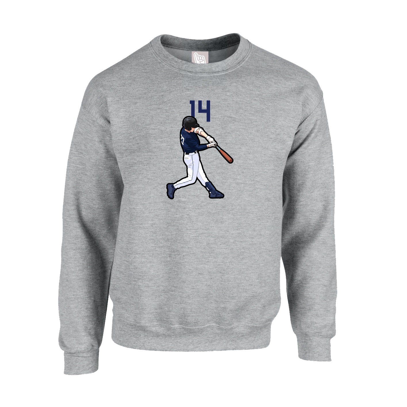 Fleece Crew — Number Top in Grey