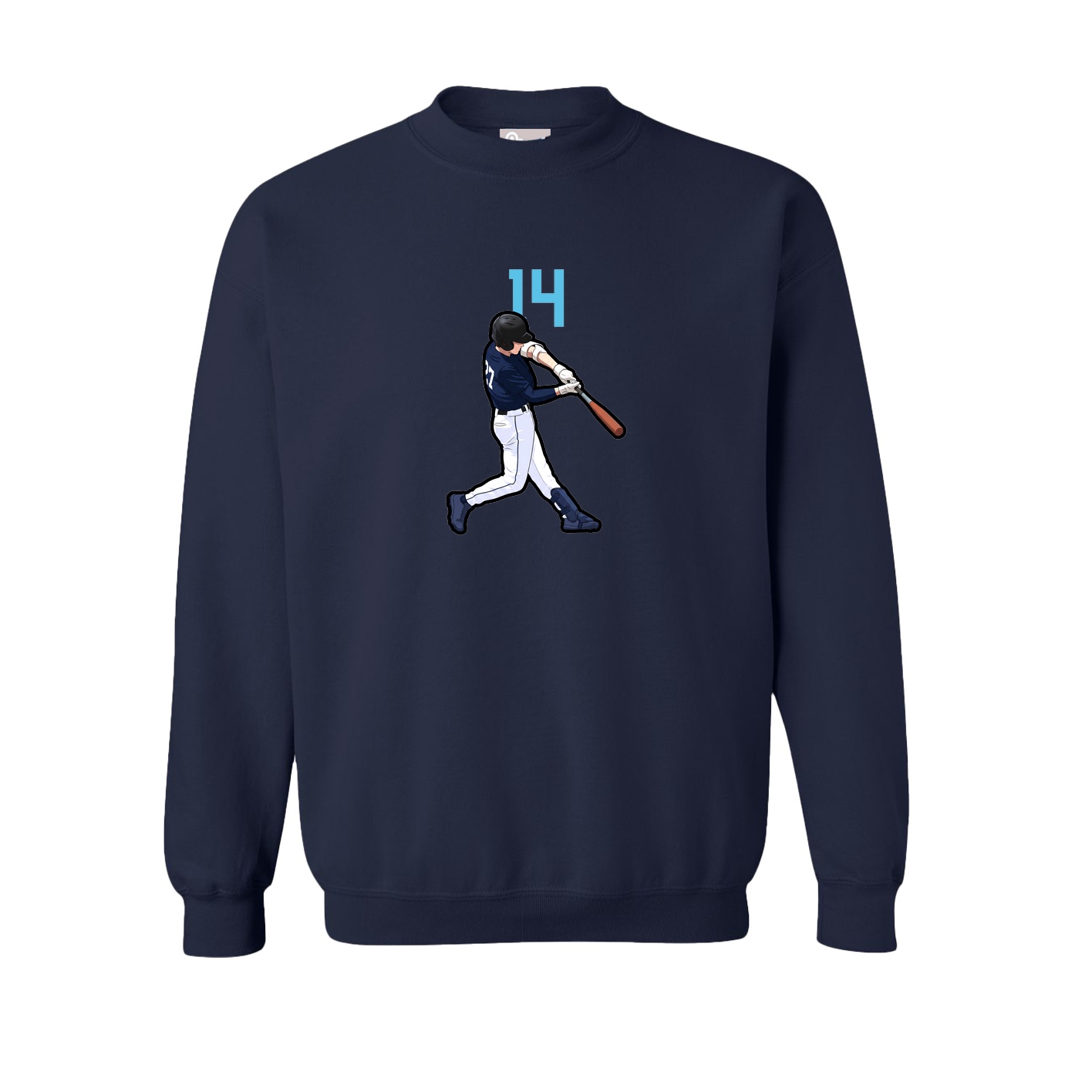 Fleece Crew — Number Top in Navy