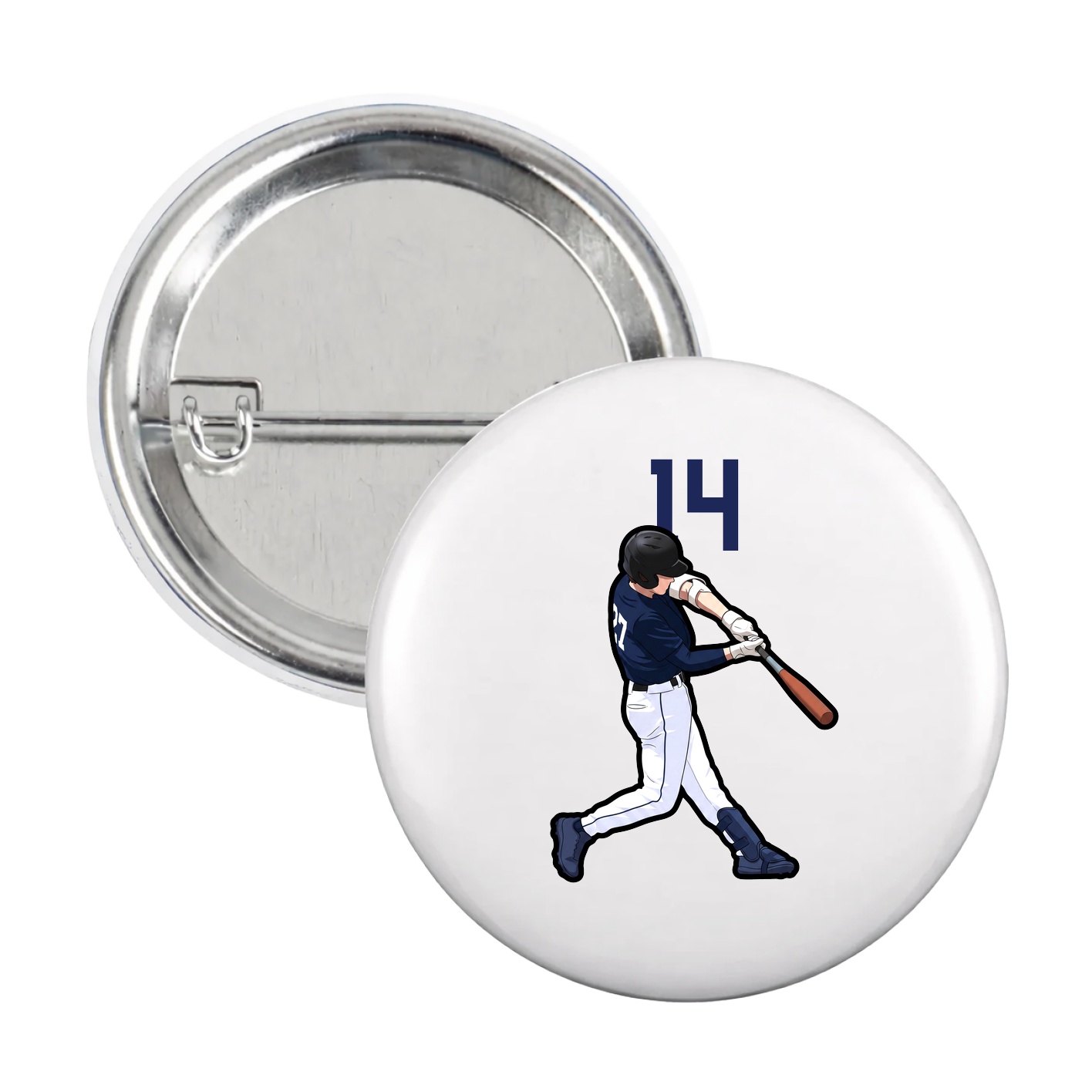 Game Day Button — Number Top in White