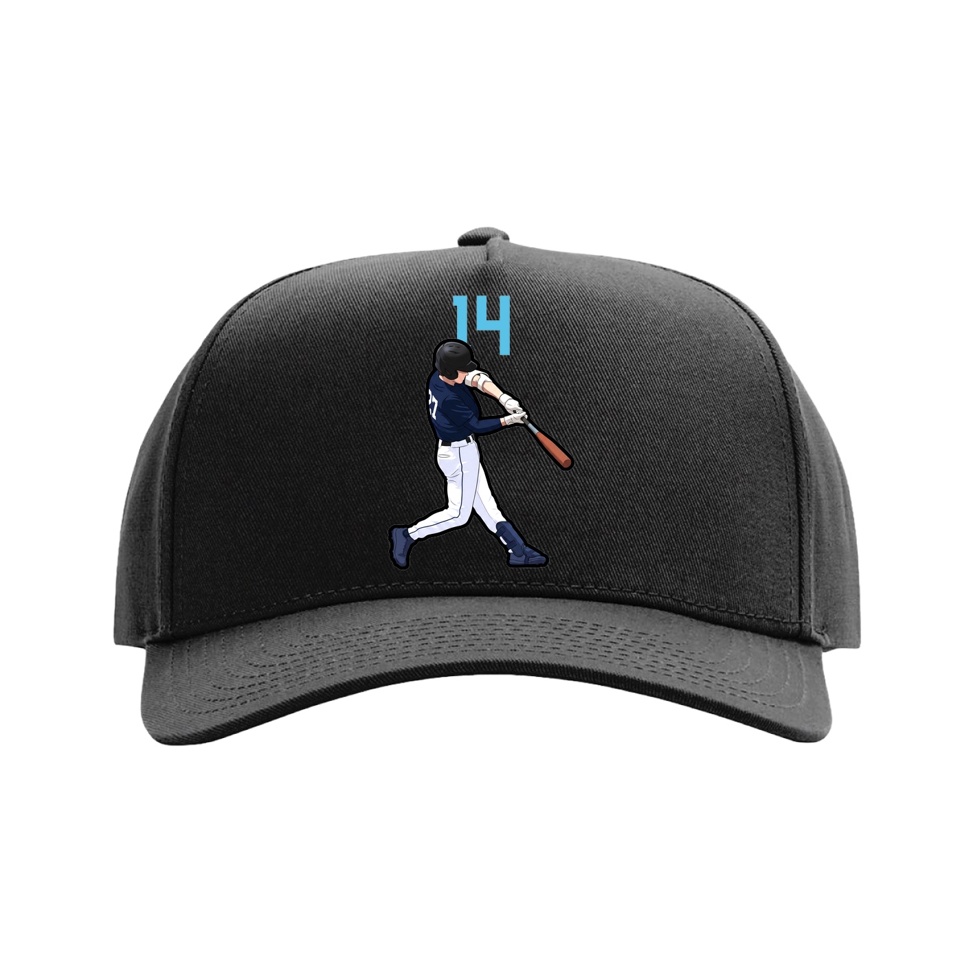 Full Fabric Five-Panel Champ Cap — Number Top in Black