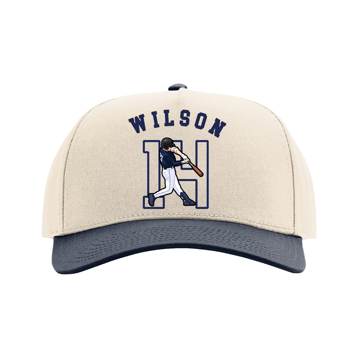 Full Fabric Five-Panel Champ Cap — Shirsey Arch in Cream/Navy