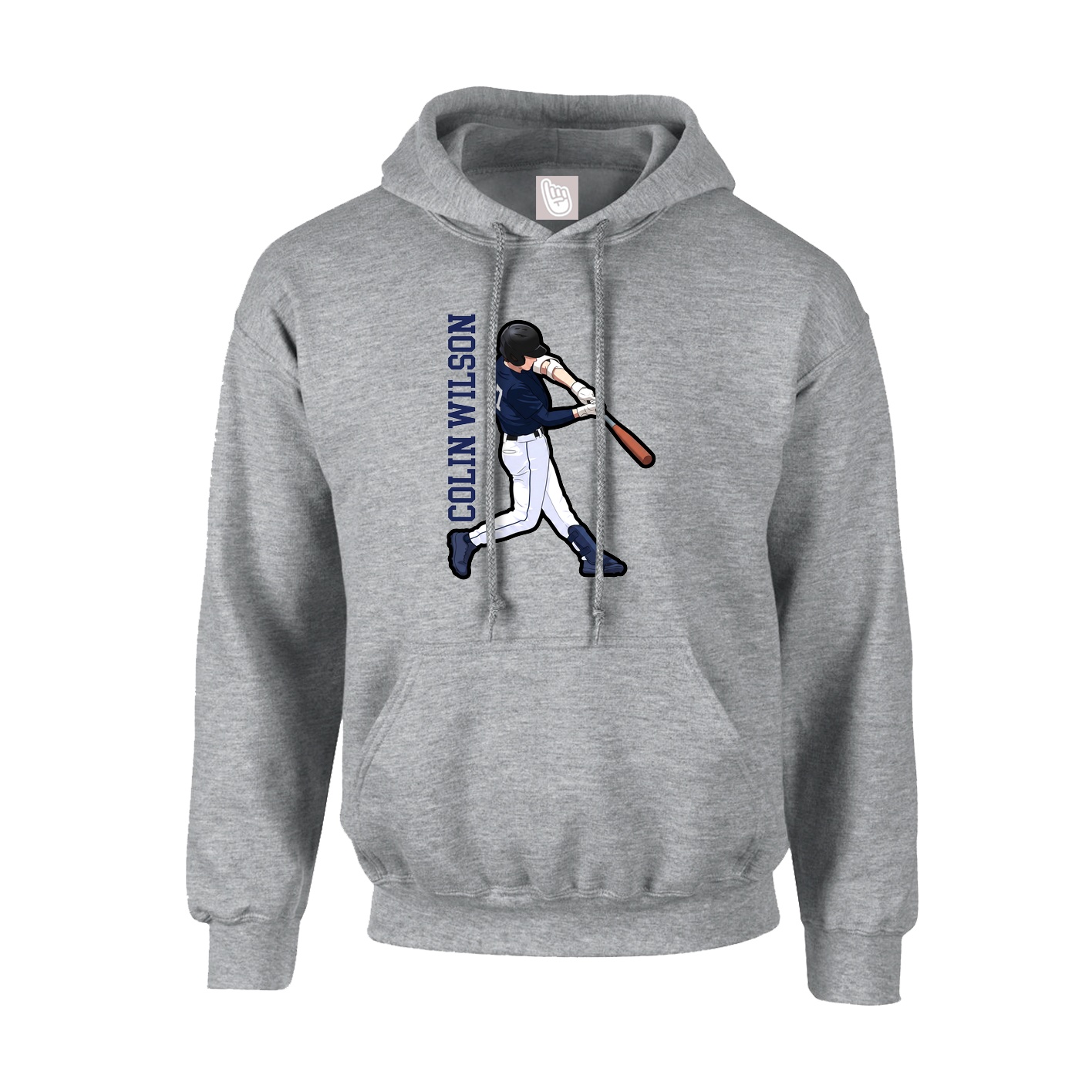 Youth Hoodie — Name Vertical in Grey