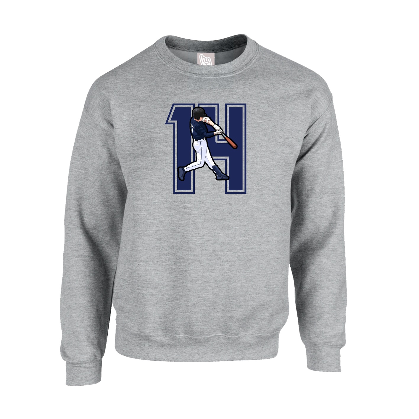 Fleece Crew — Number in Grey
