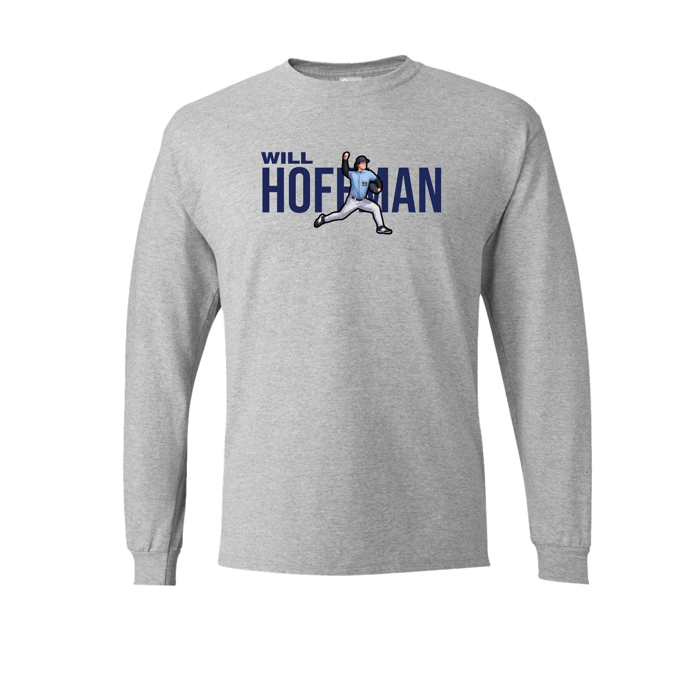 Long Sleeve Tee — Player Name in Grey