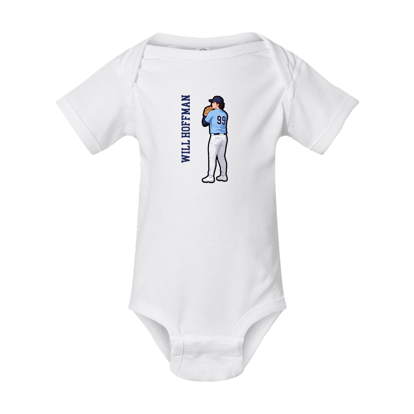 Baby Onesie — Name Vertical in White