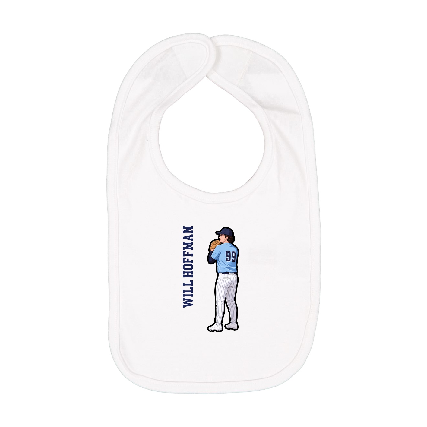 Infant Bib — Name Vertical in White