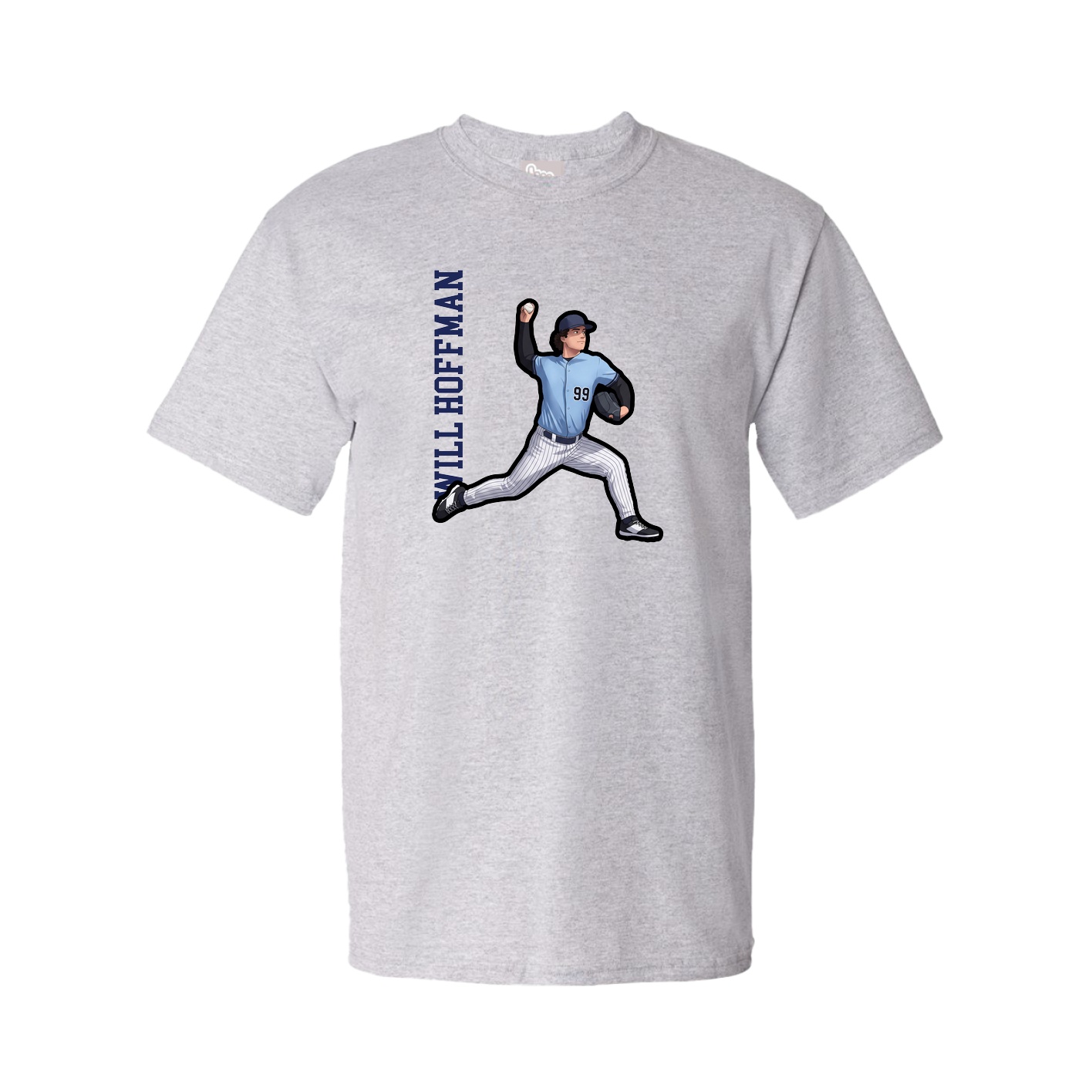 Youth Tee — Name Vertical in Grey
