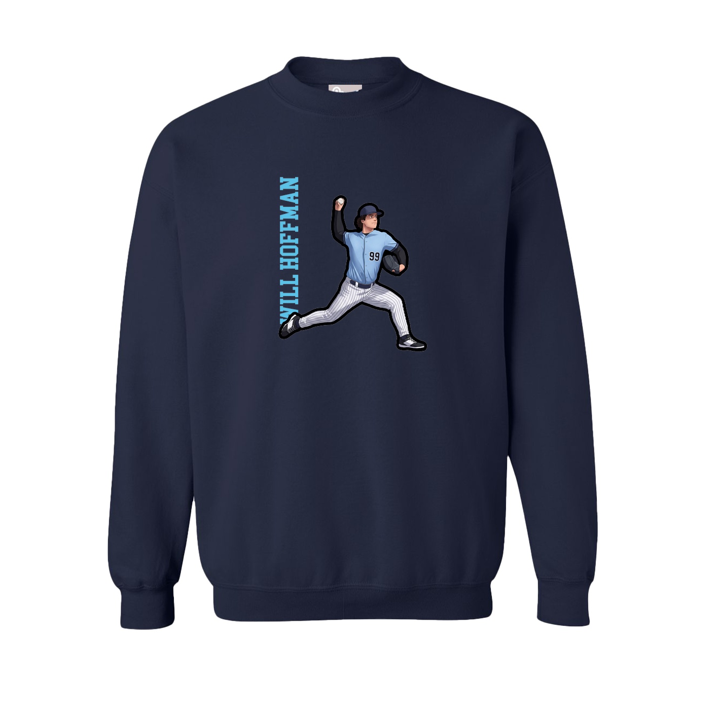Fleece Crew — Name Vertical in Navy