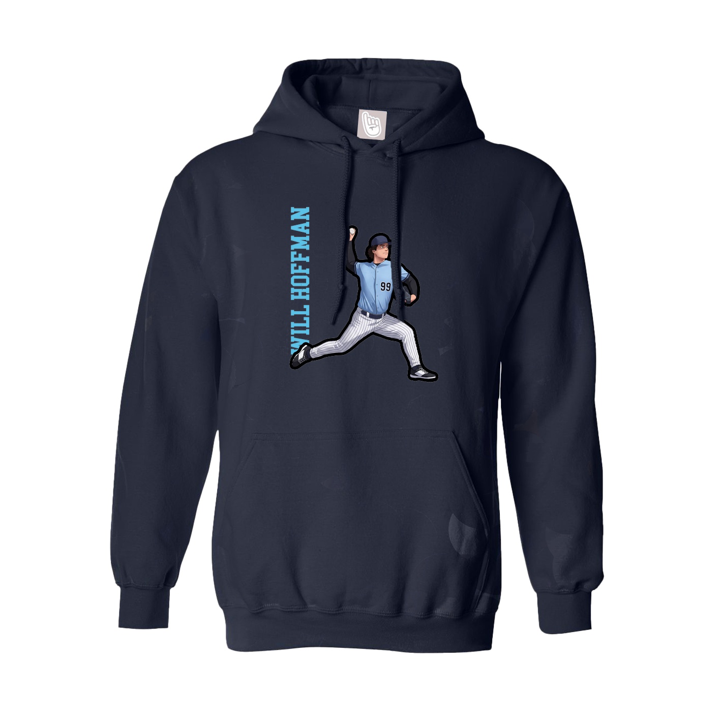 Youth Hoodie — Name Vertical in Navy