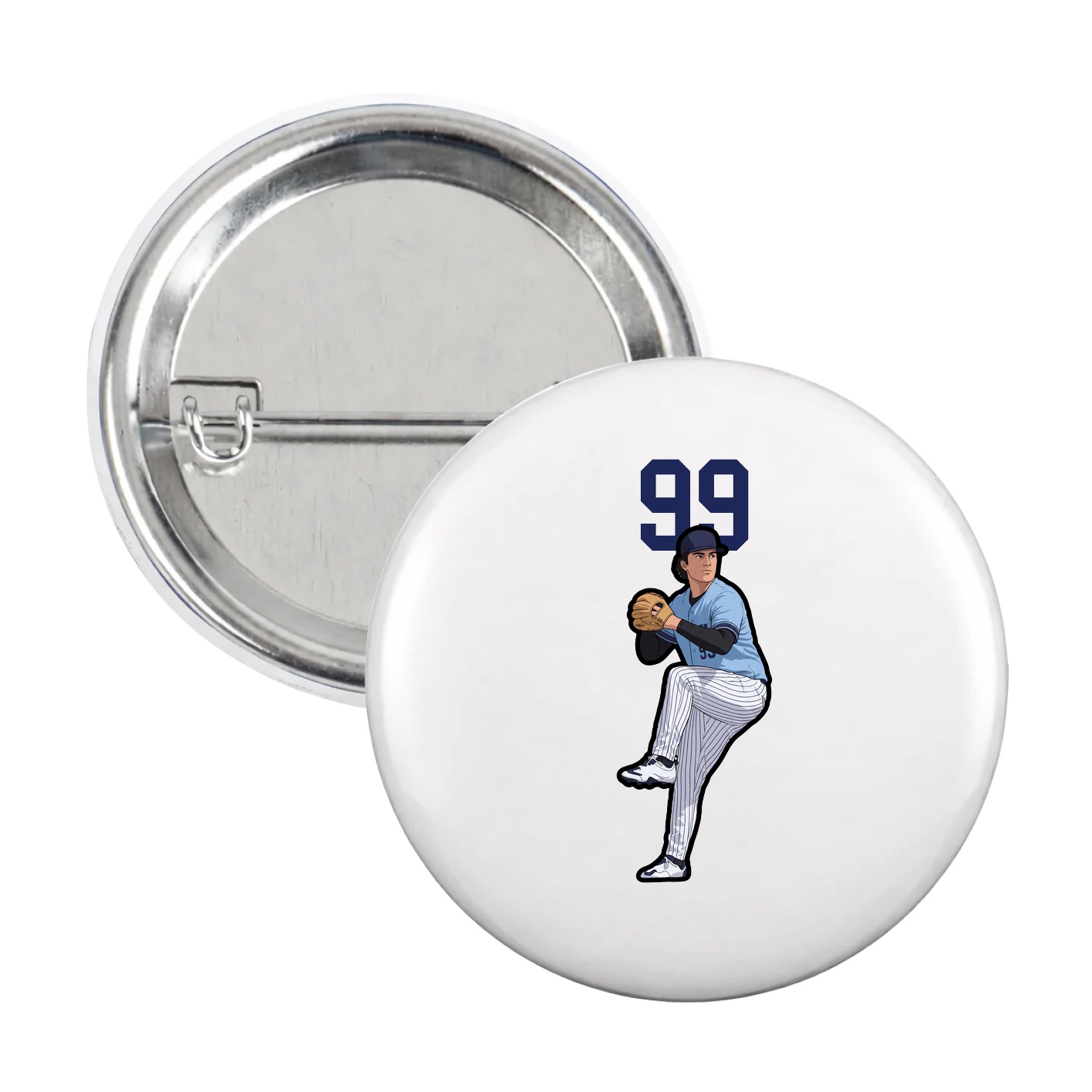 Game Day Button — Number Top in White