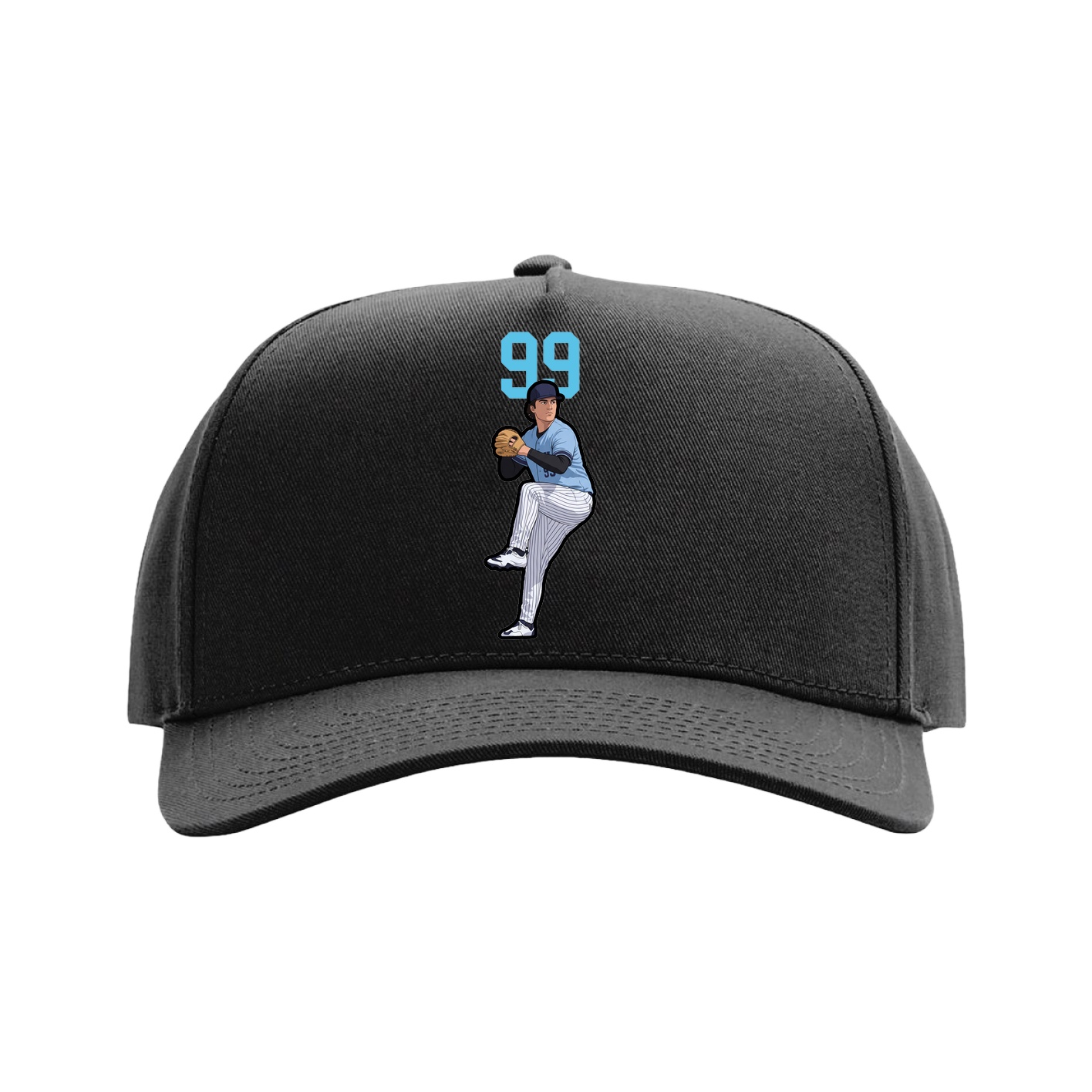 Full Fabric Five-Panel Champ Cap — Number Top in Black