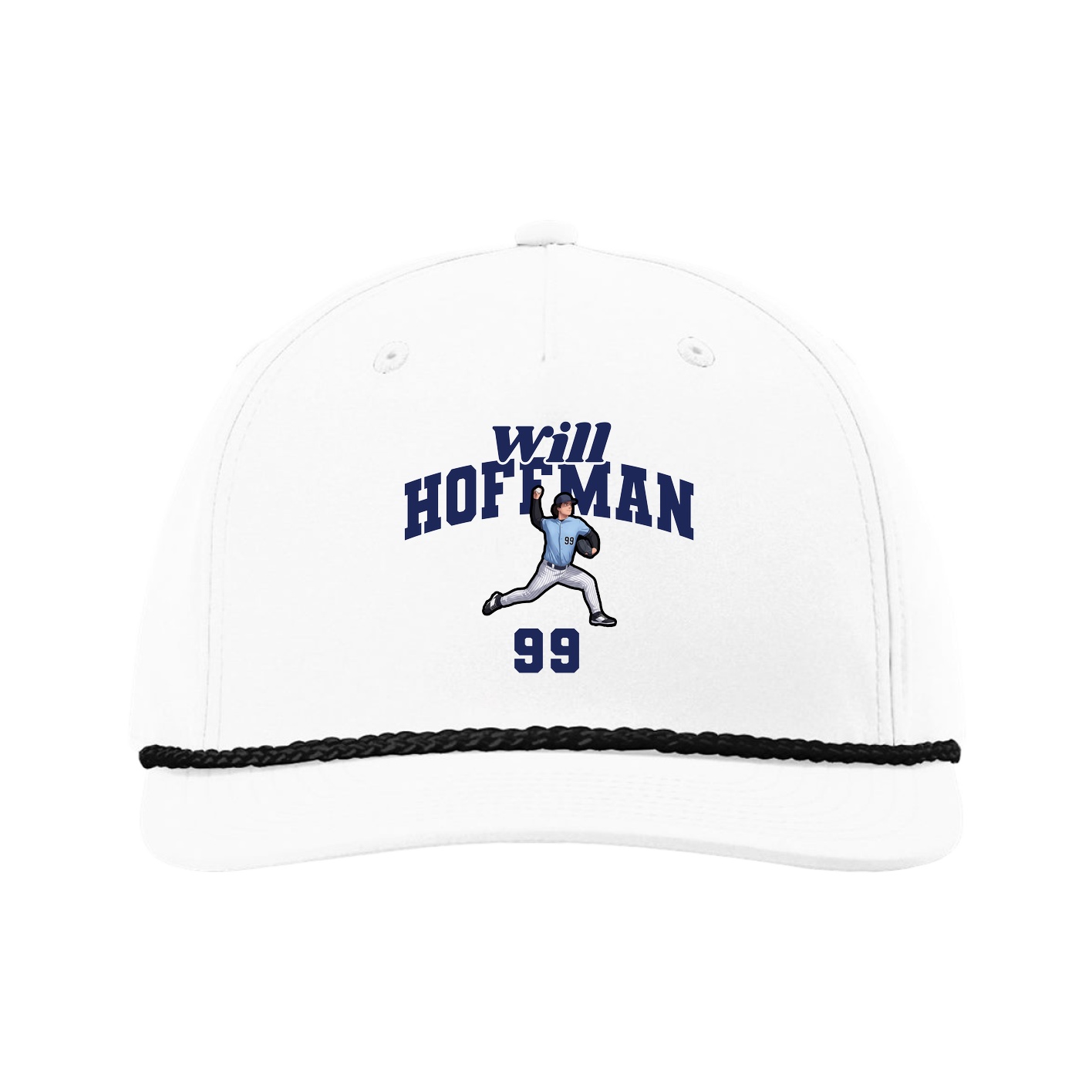 Five-Panel Classic Rope Cap — Signature Arch in White