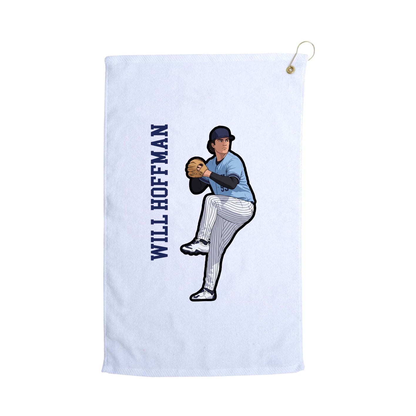 Golf Towel — Name Vertical in White