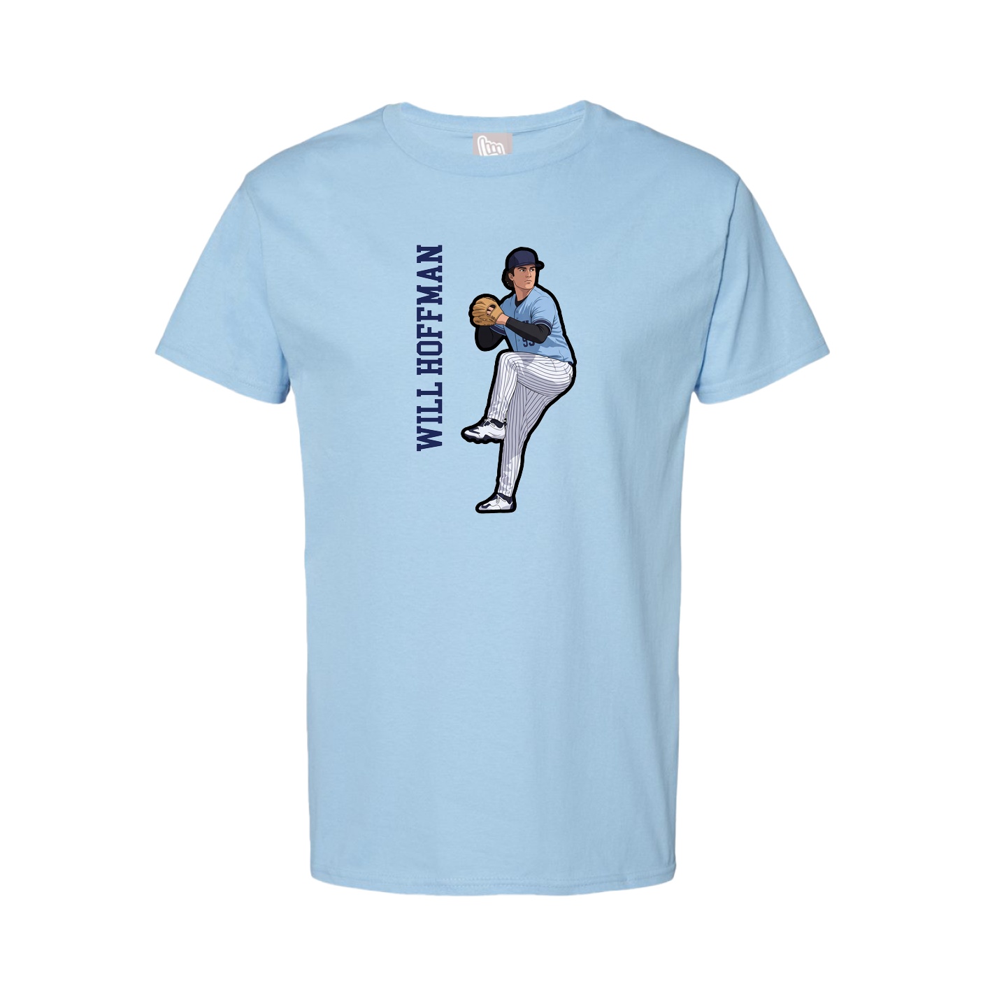 Tee — Name Vertical in Light Blue