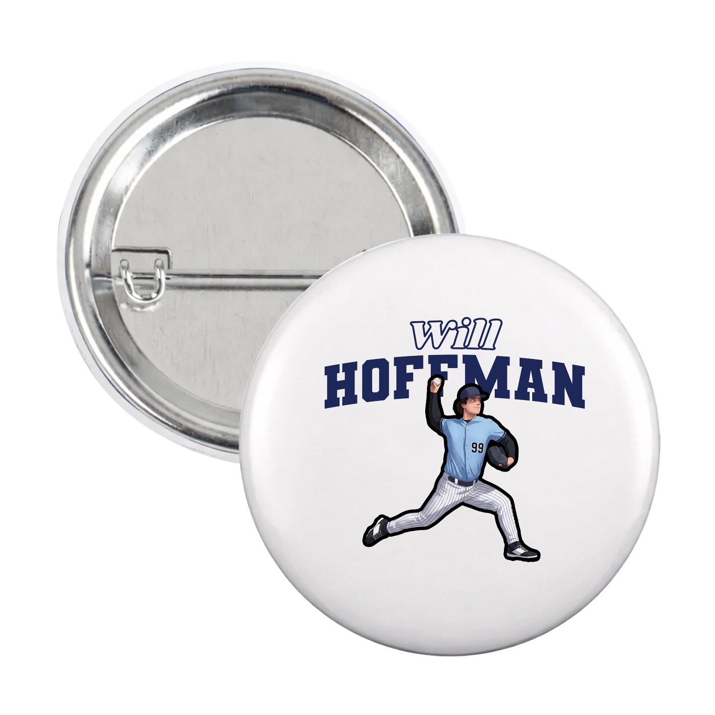 Game Day Button — Name Arch in White
