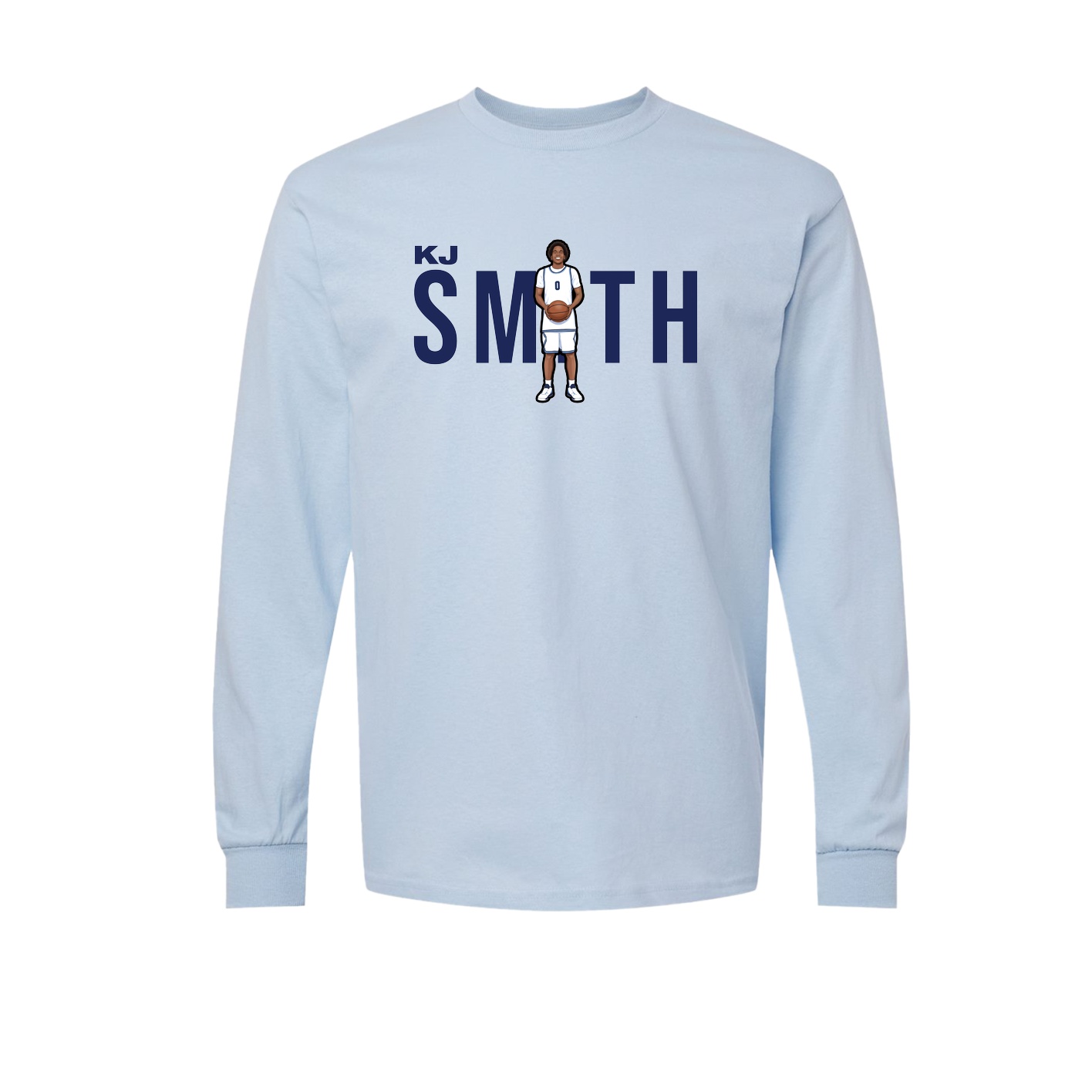 Long Sleeve Tee — Player Name in Light Blue