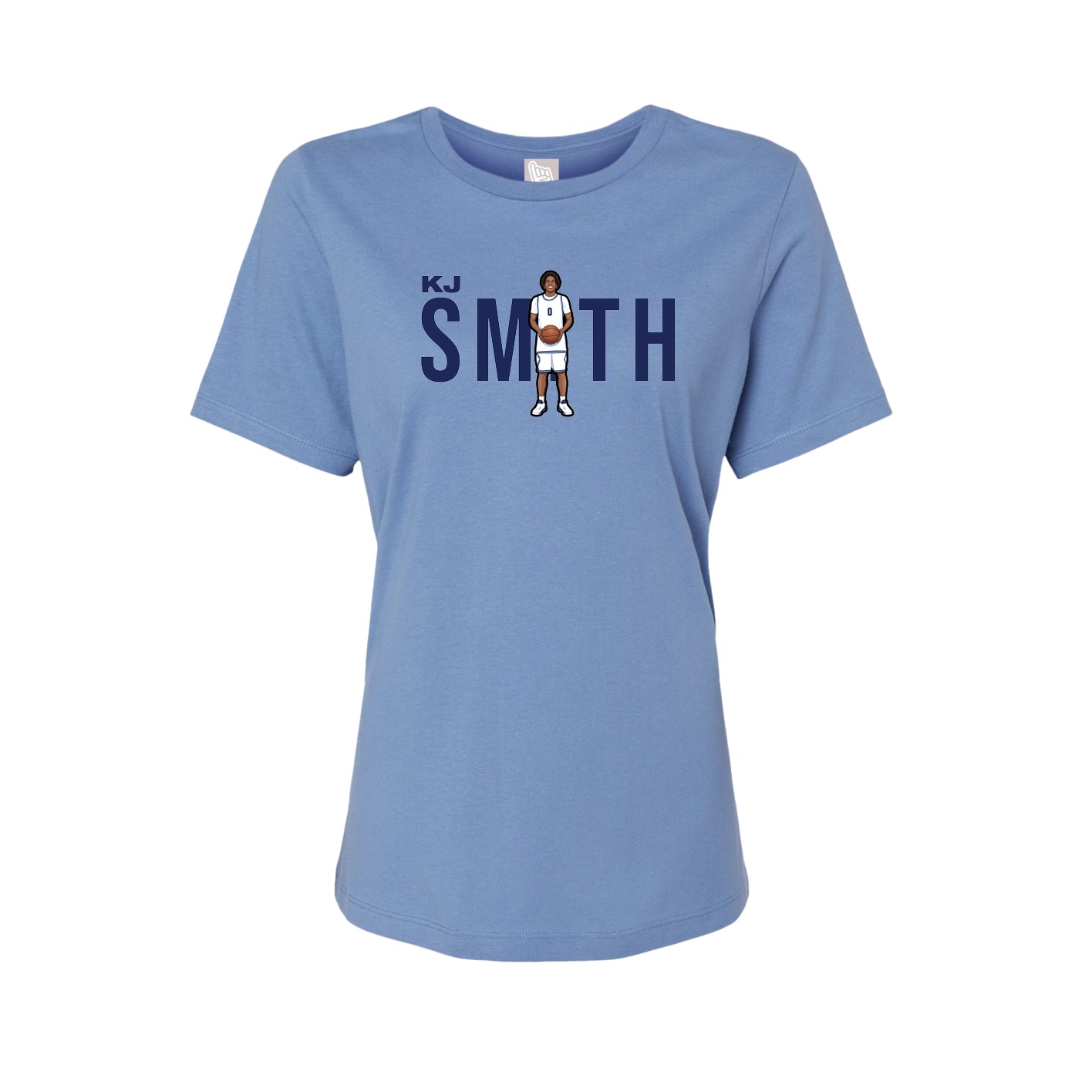 Fitted Women's Tee — Player Name in Powder Blue