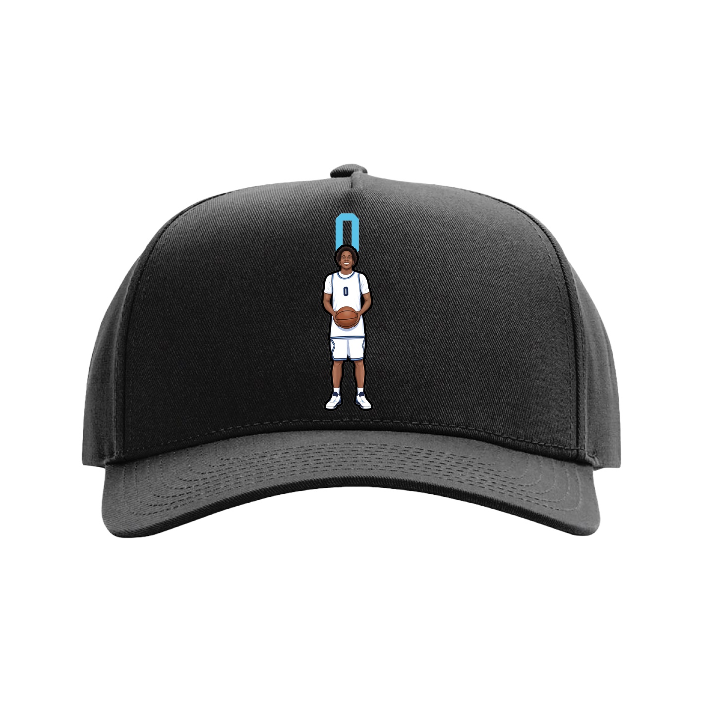 Full Fabric Five-Panel Champ Cap — Number Top in Black