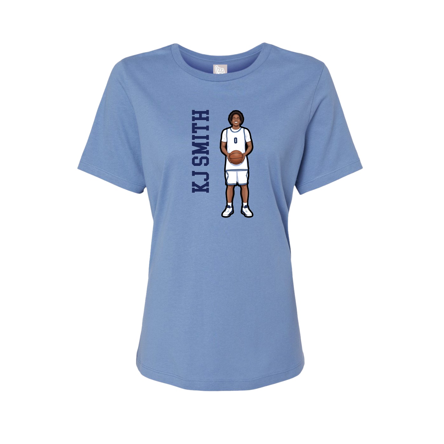 Fitted Women's Tee — Name Vertical in Powder Blue