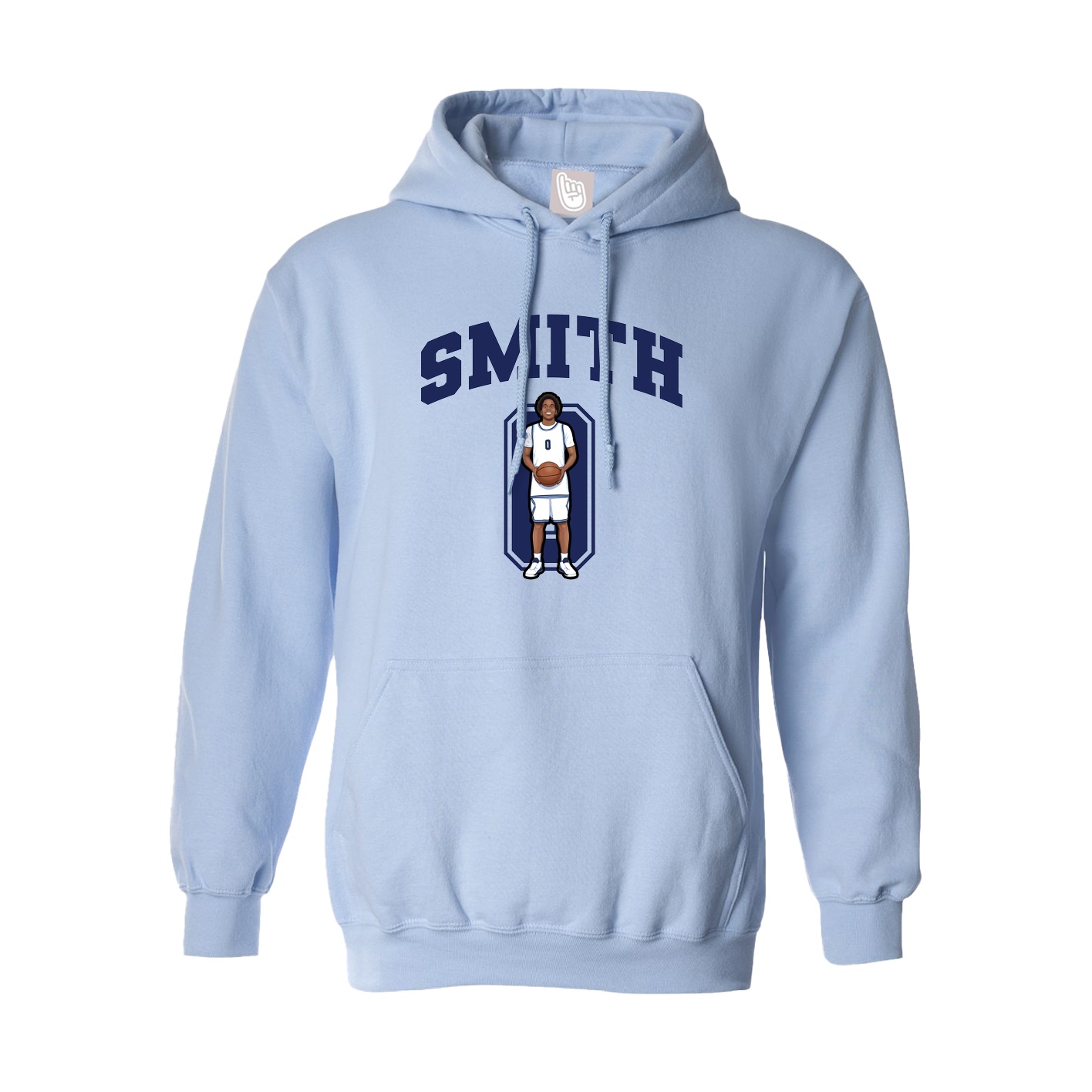 Hoodie — Number in Light Blue