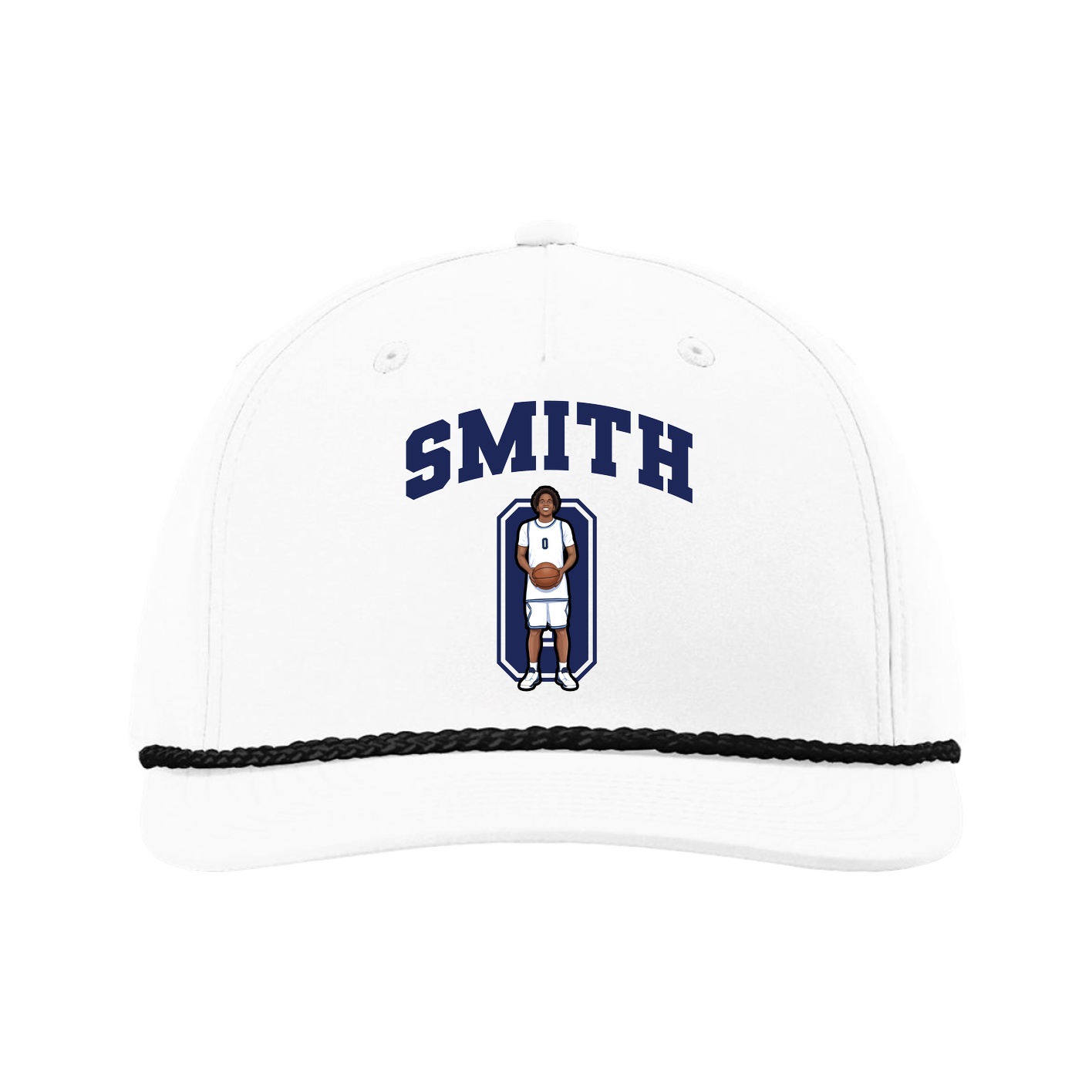 Five-Panel Classic Rope Cap — Number in White