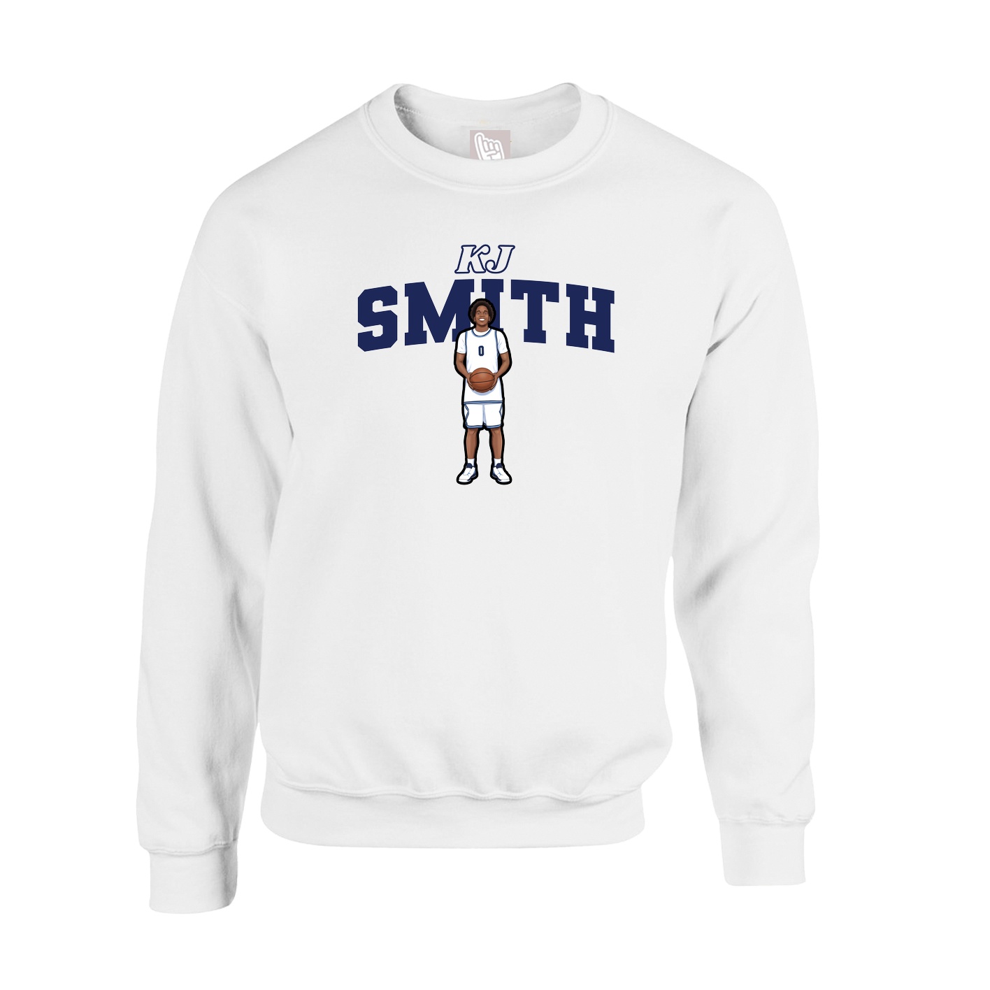 Fleece Crew — Name Arch in White