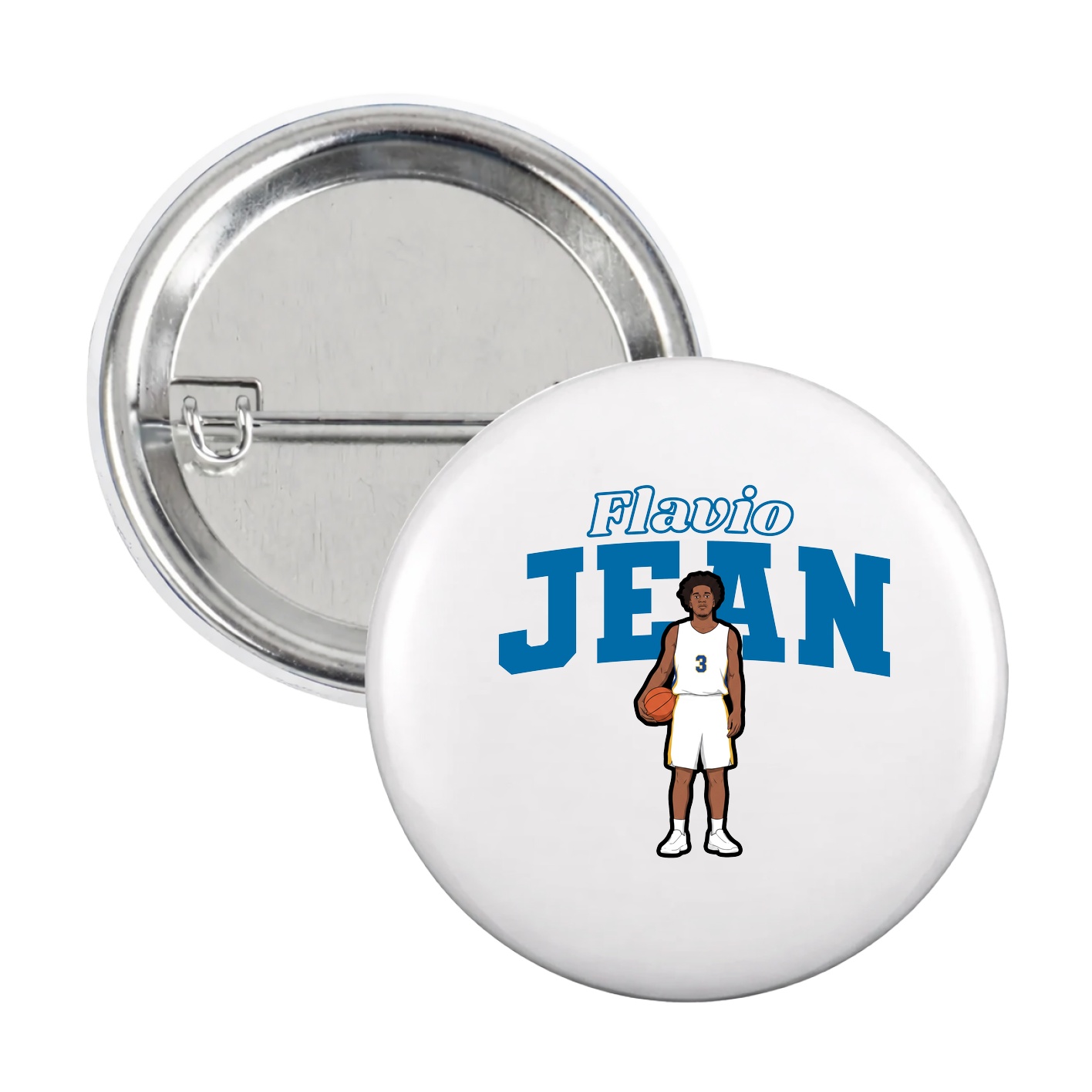 Game Day Button — Name Arch in White
