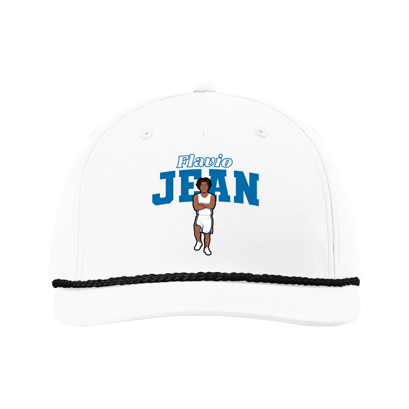 Five-Panel Classic Rope Cap — Name Arch in White