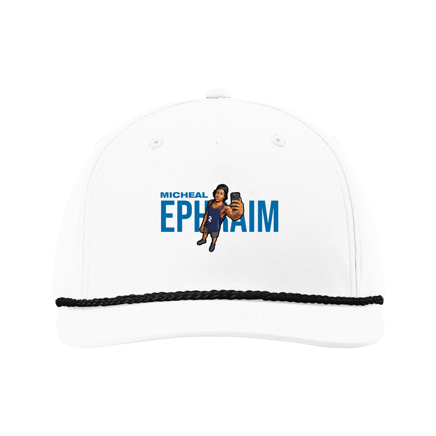 Five-Panel Classic Rope Cap — Player Name in White