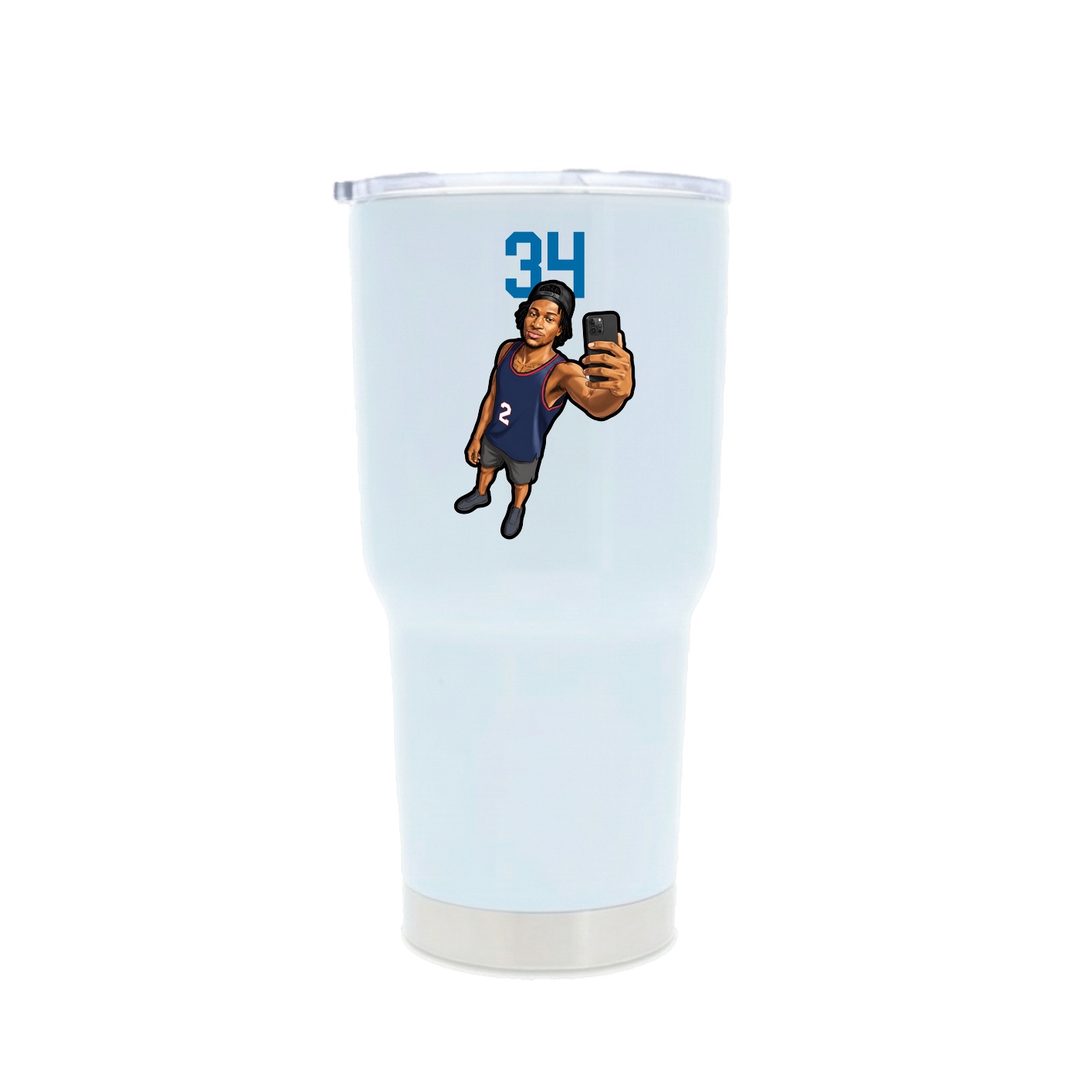 30oz Stainless Steel Tumbler — Number Top in White