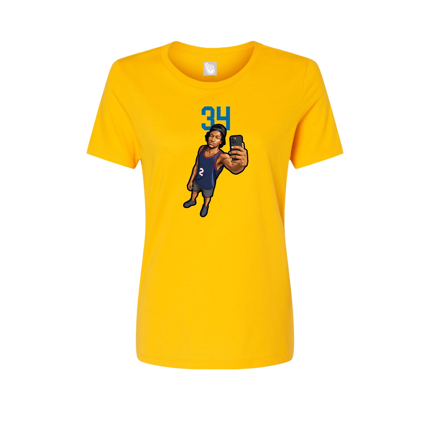 Fitted Women's Tee — Number Top in Gold